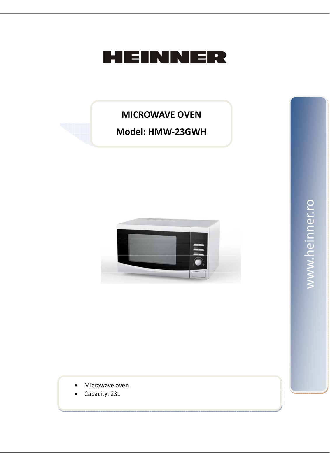 Heinner HMW-23GWH User guide - ManualMachine.com