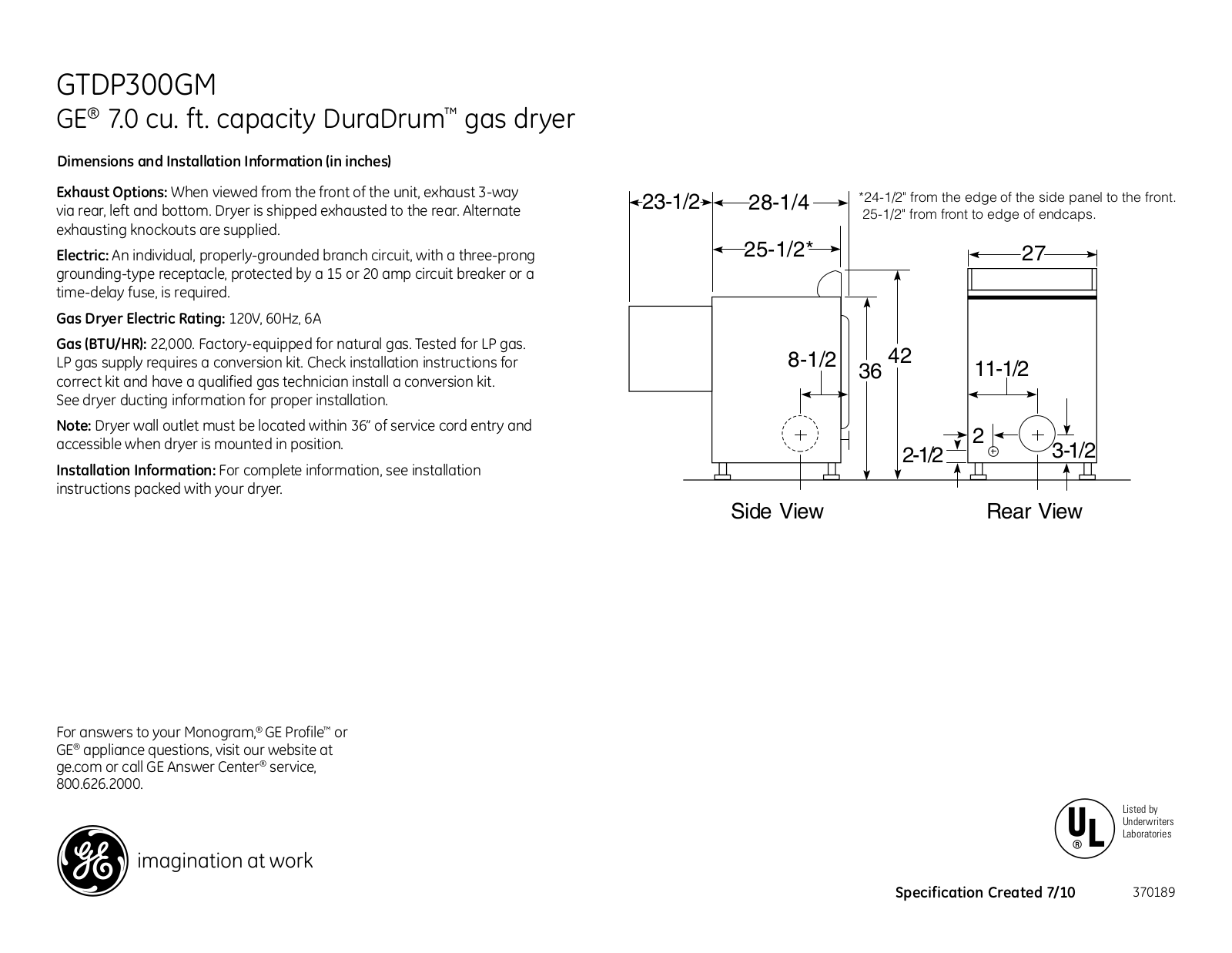 General Electric GTDP300GMWS User Manual