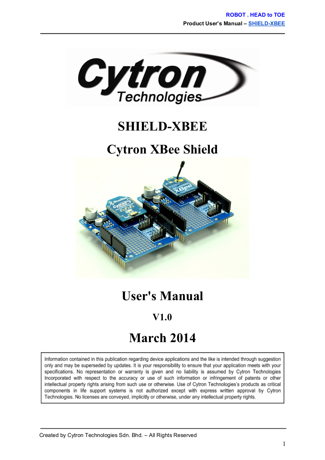Cytron Technologies XBee Shield User Manual - ManualMachine.com
