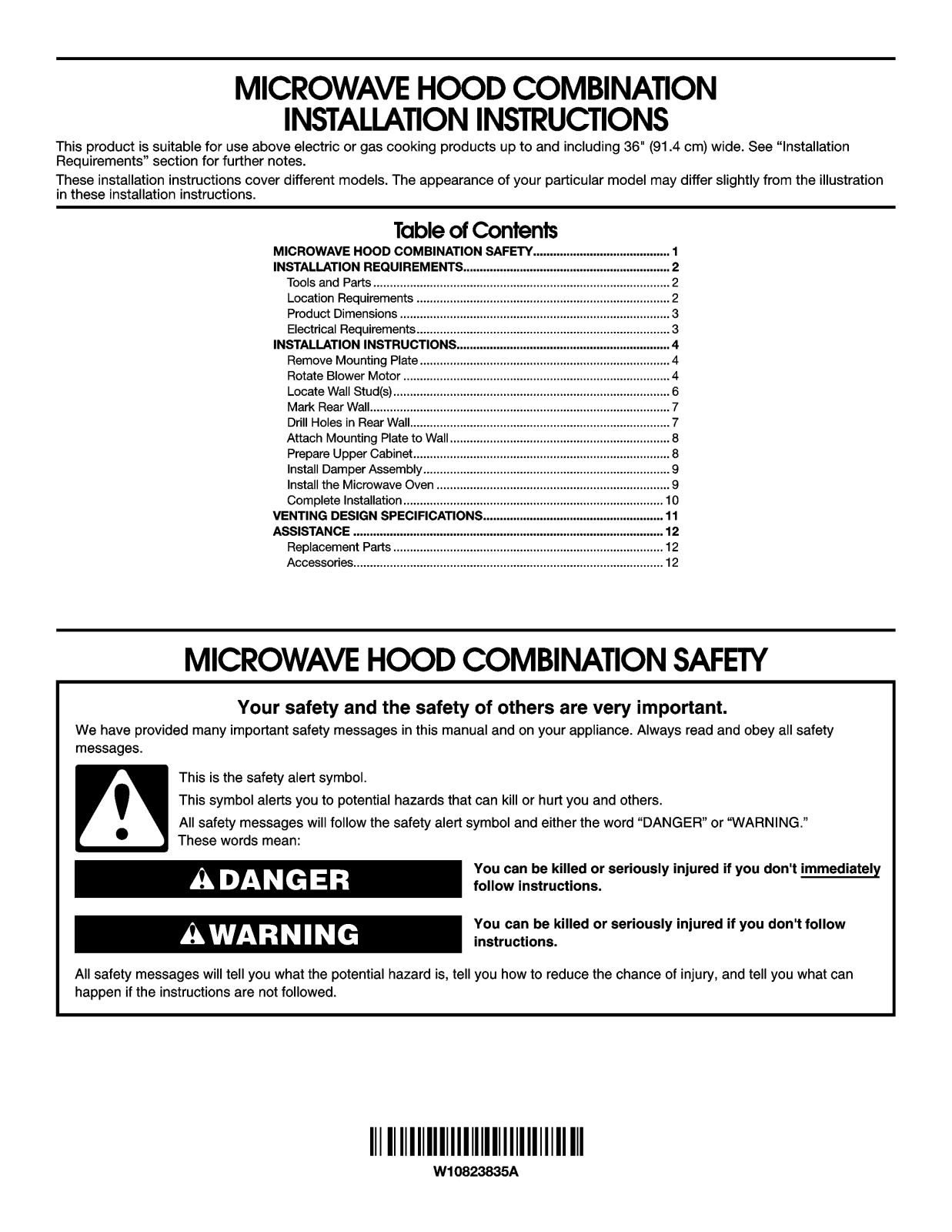 KitchenAid KMHS120ESS4, MMV4205FB3, MMV5220FZ0, MMV5220FW0, MMV5219FW0 Installation Guide