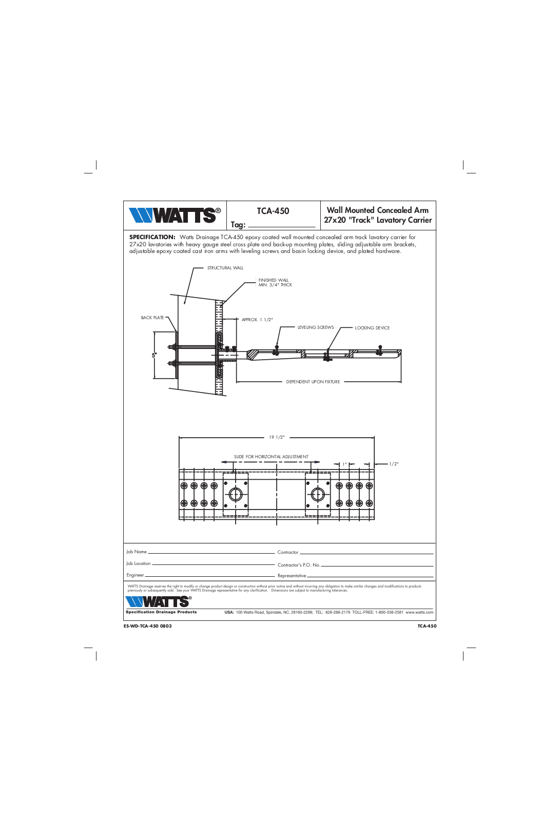 Watts TCA-450 User Manual