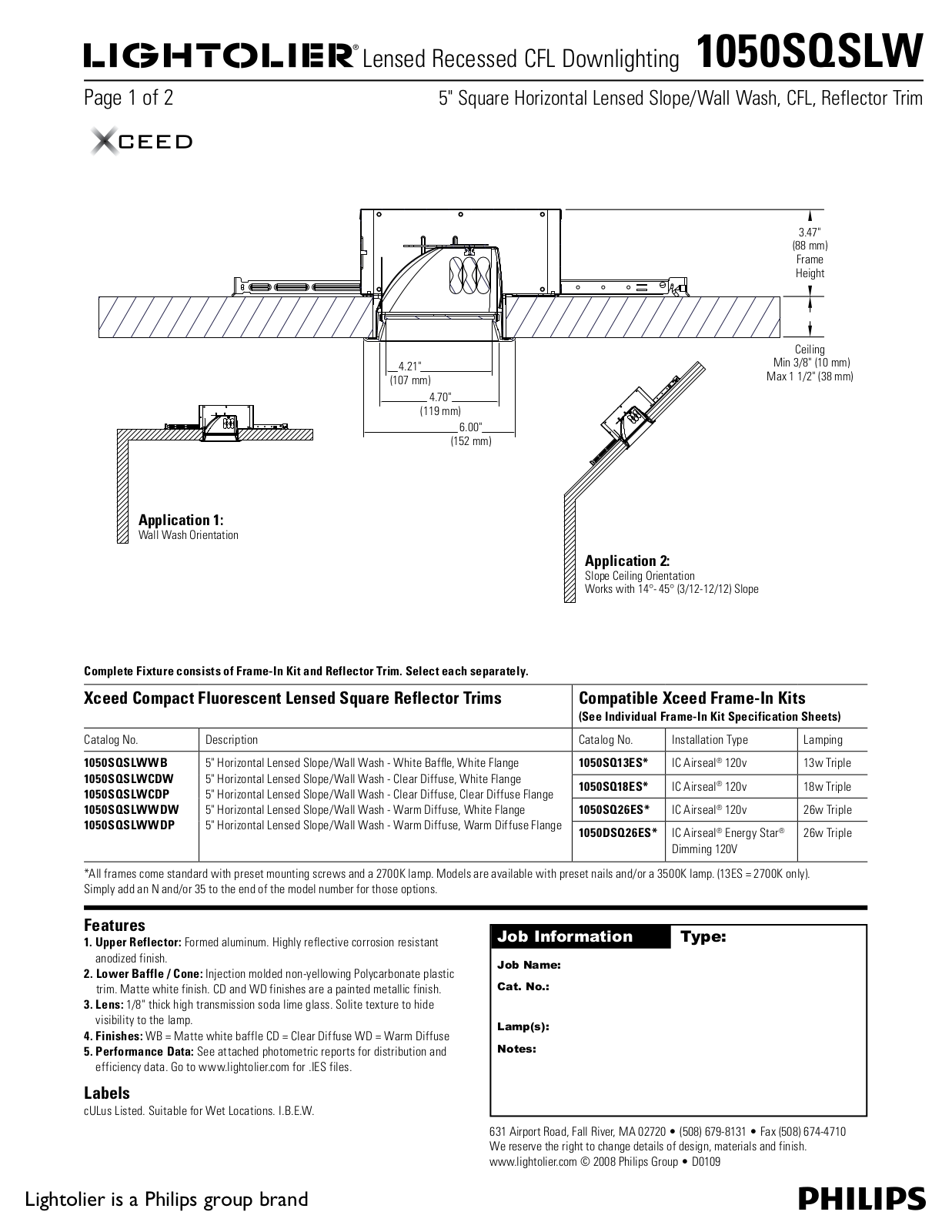 Lightolier 1050SQSLW User Manual