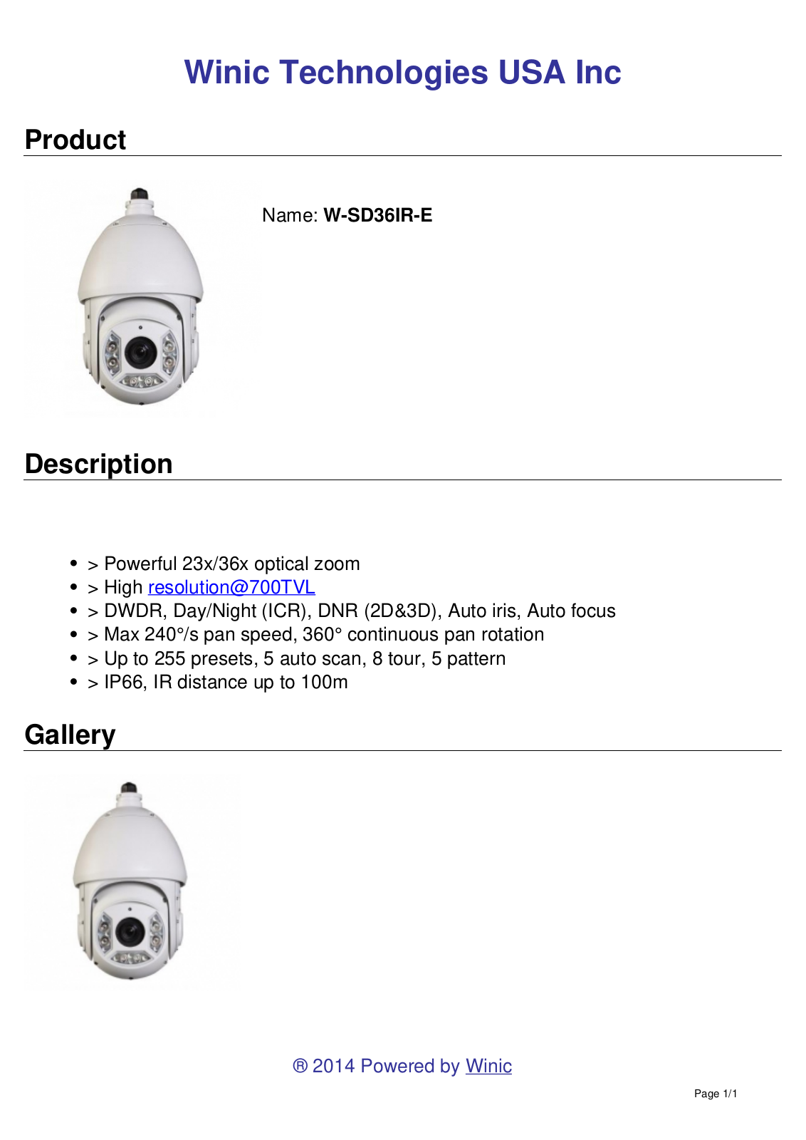 Cantek CW-W-SD6C36E-H Specsheet