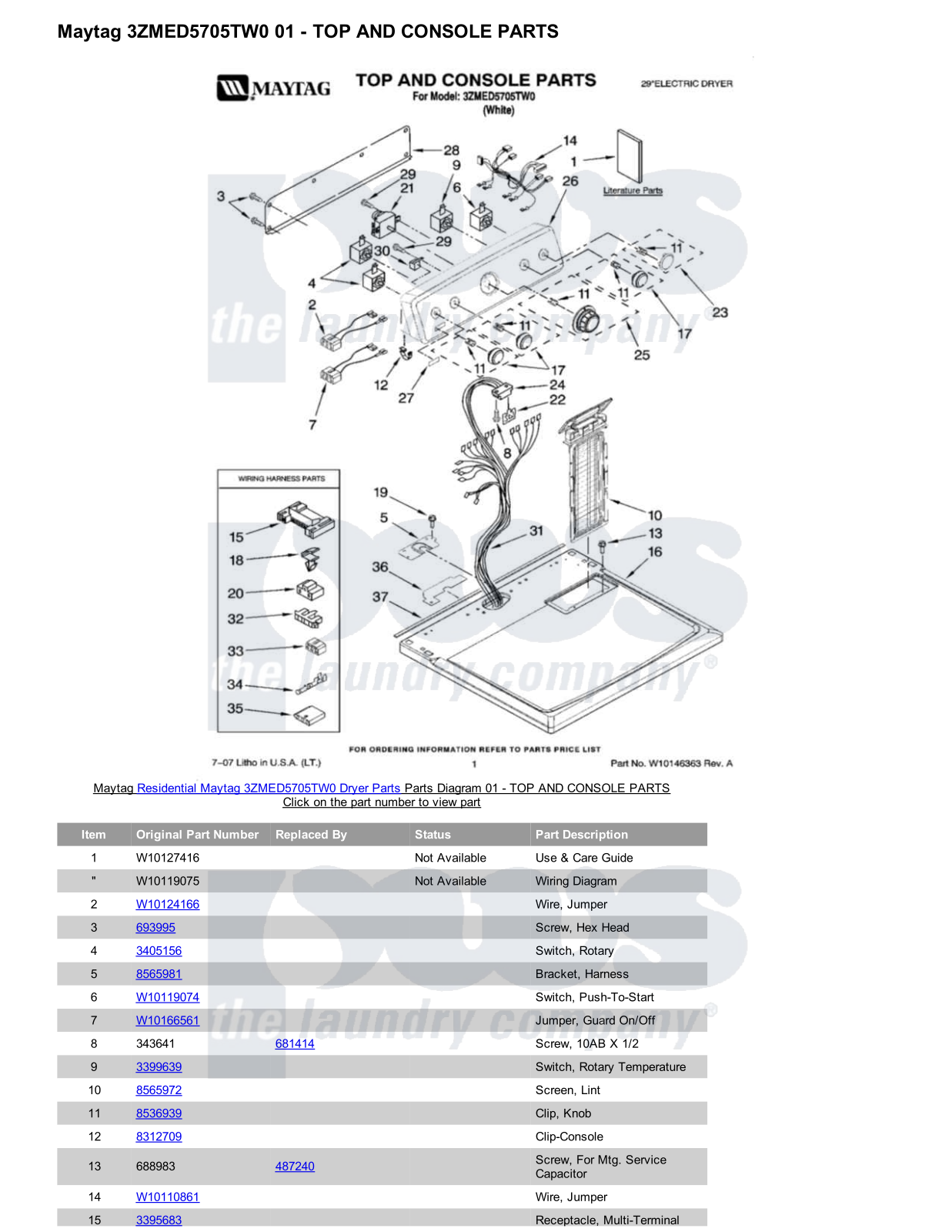 Maytag 3ZMED5705TW0 Parts Diagram