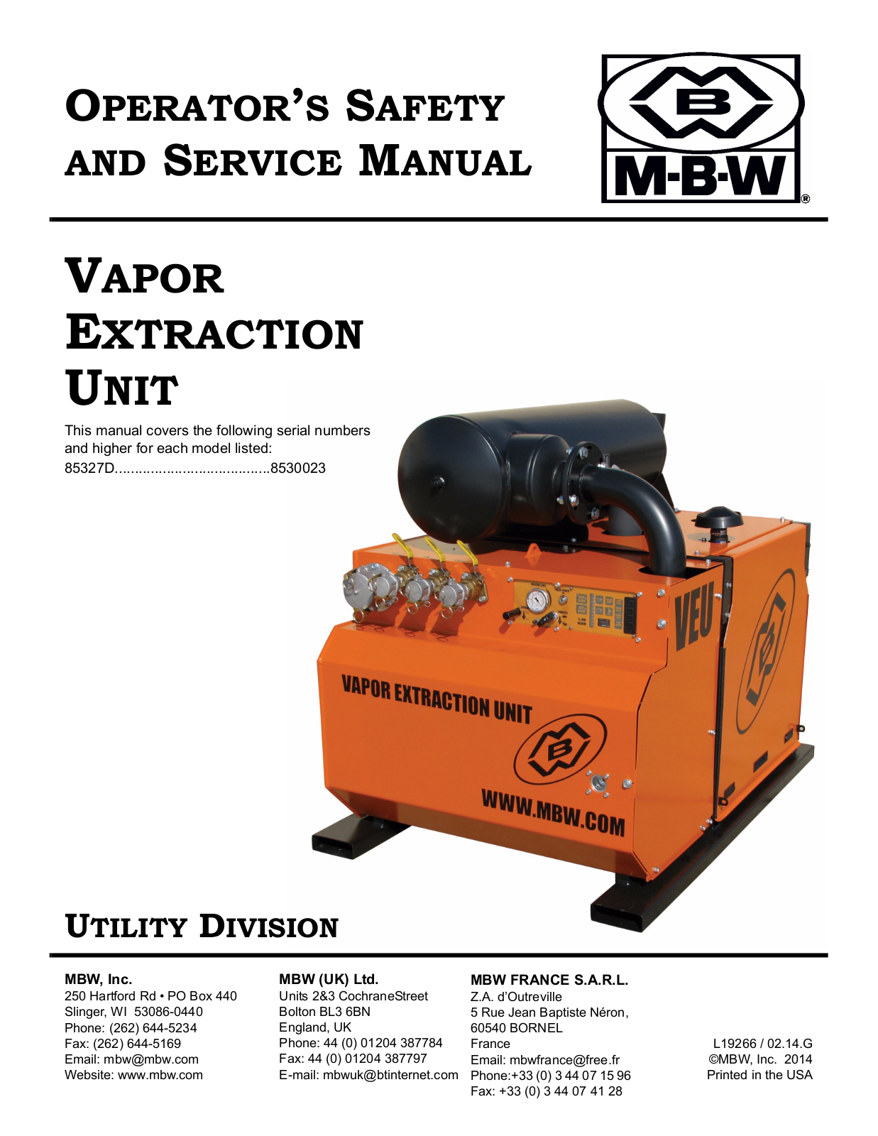 MBW V.E.U. User Manual