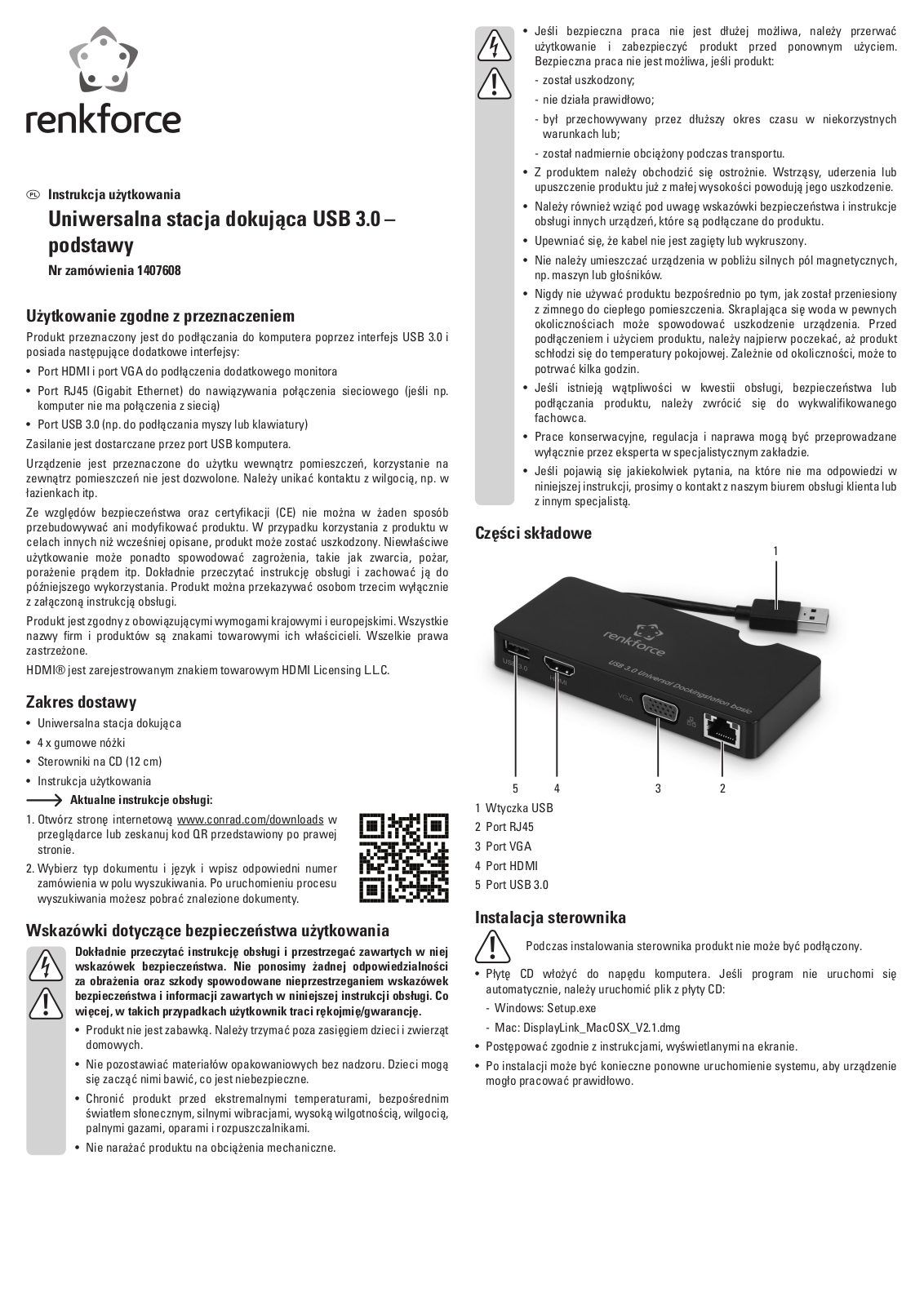 Renkforce 1407608 Operating Instructions