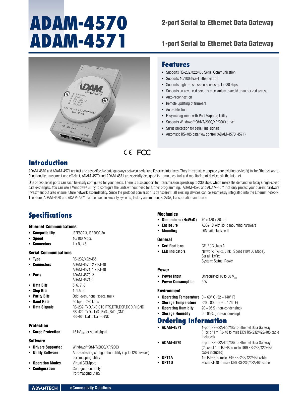 Advantech ADAM-4571, ADAM-4570 Data Sheet