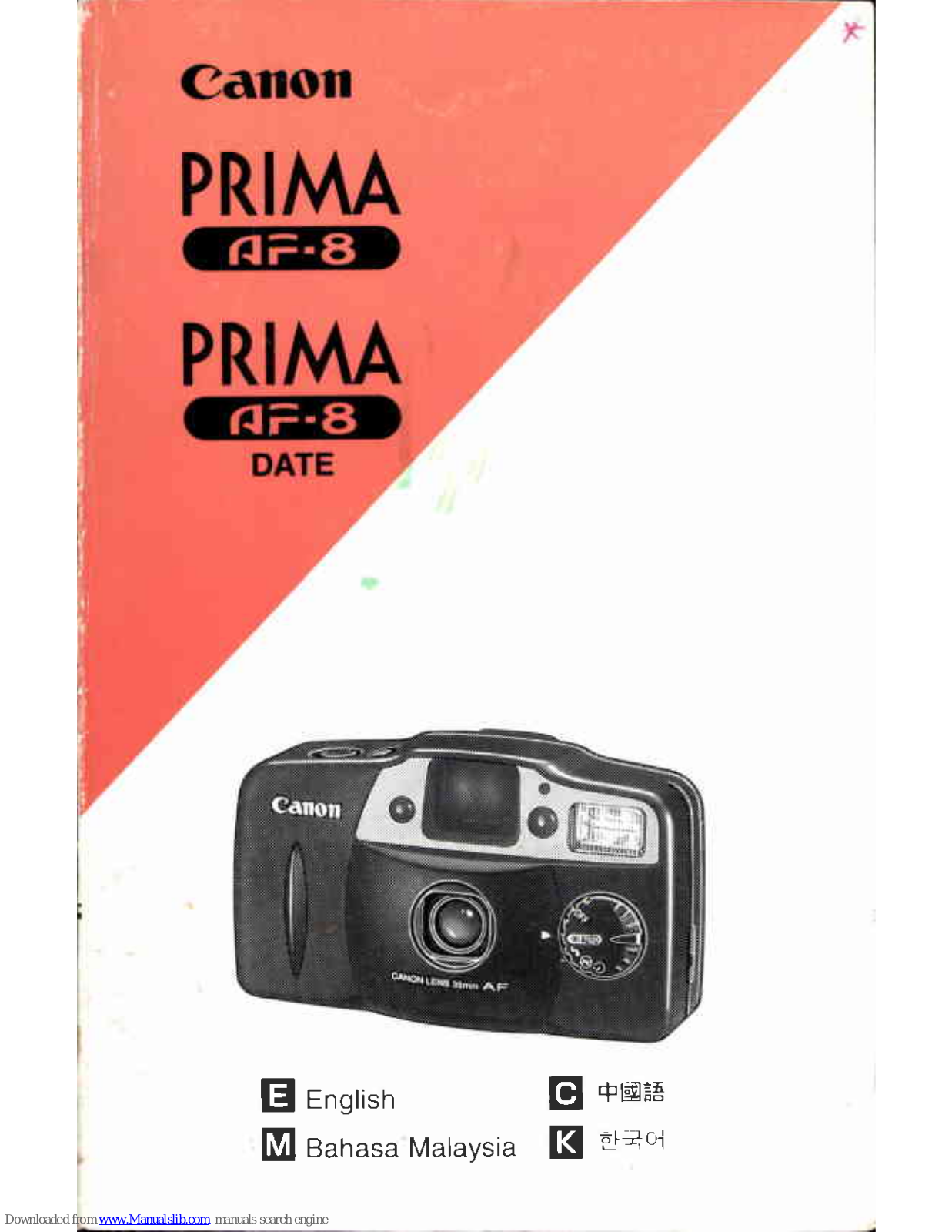 Canon Prima AF-8 Date Instructions Manual