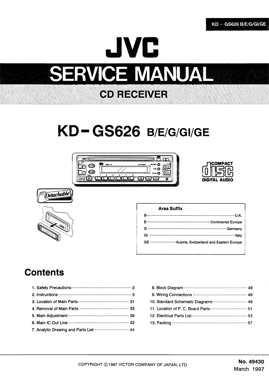 JVC KDGS-626 Service manual