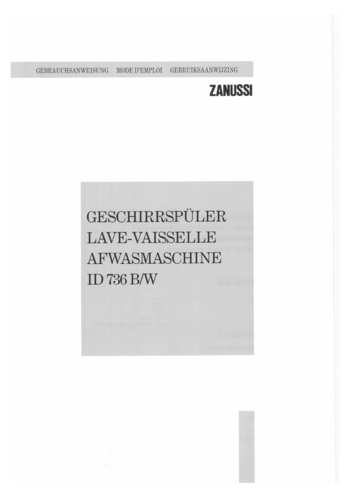 Zanussi ID736W, ID736B User Manual