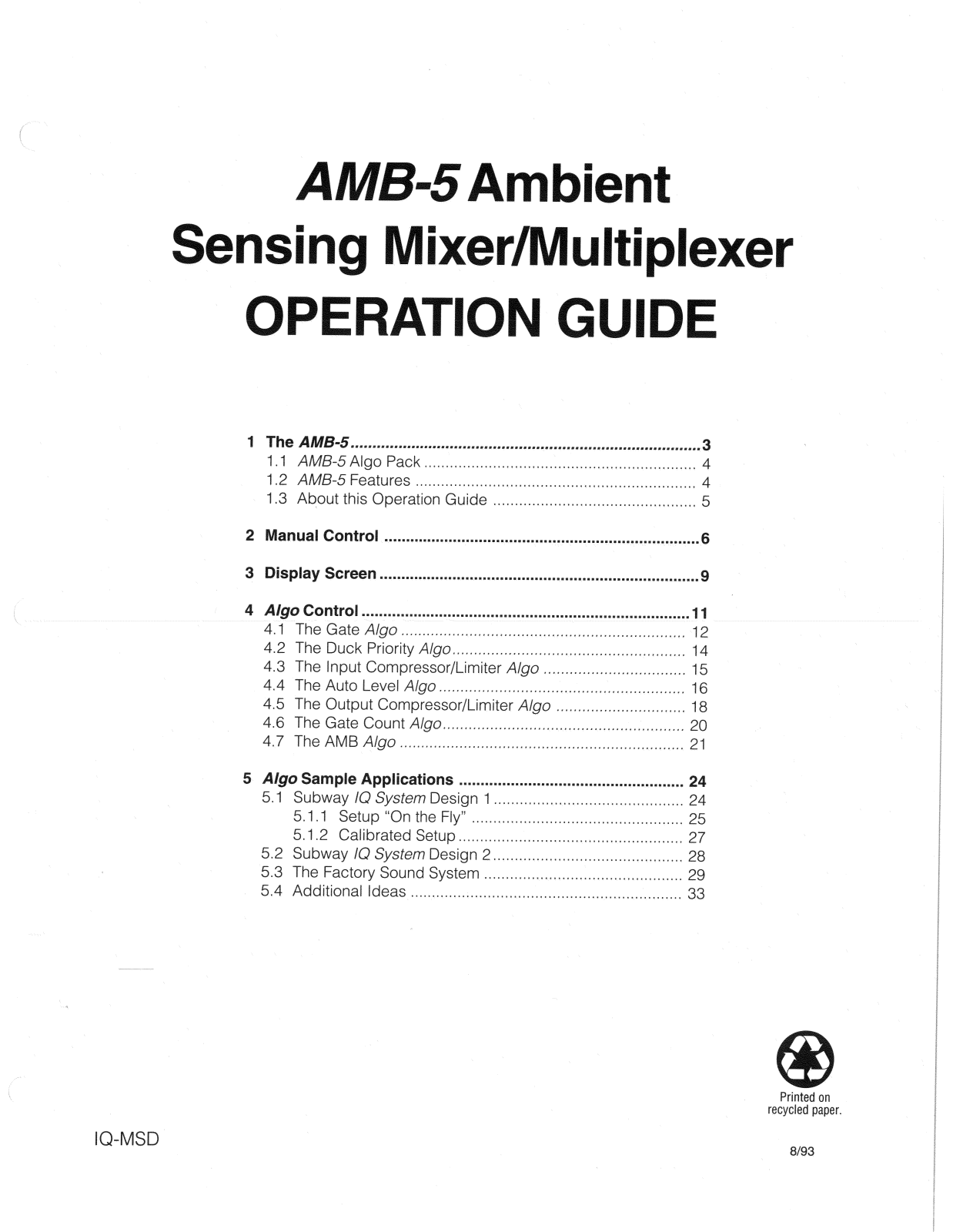 Crown AMB-5 Owners manual