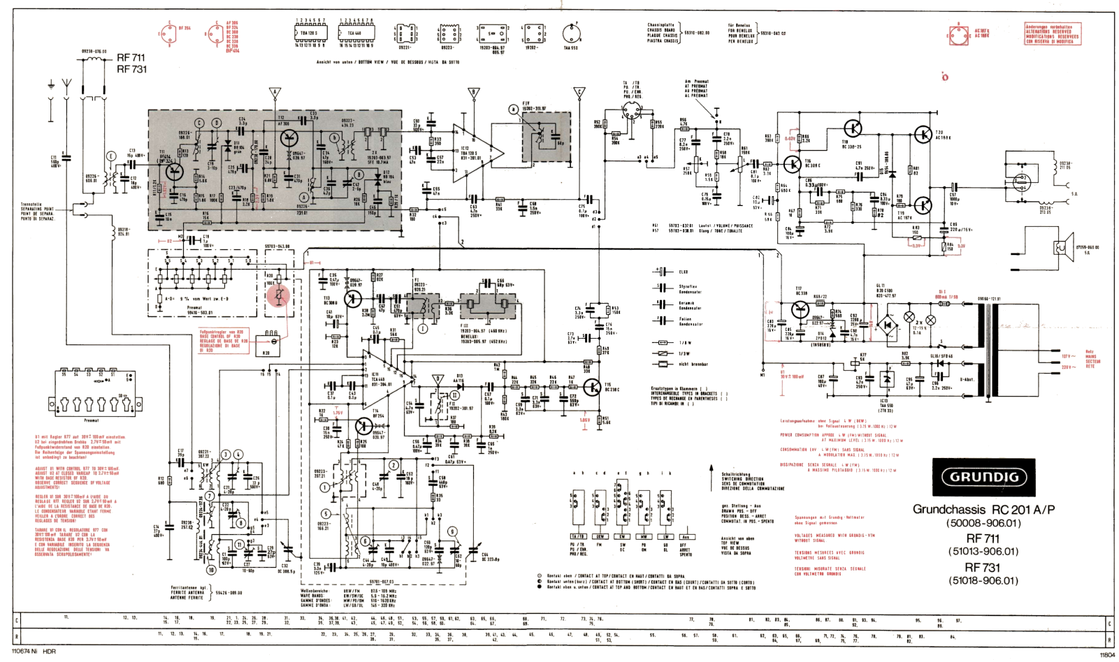 Grundig RF-731, RF-711 Schematic