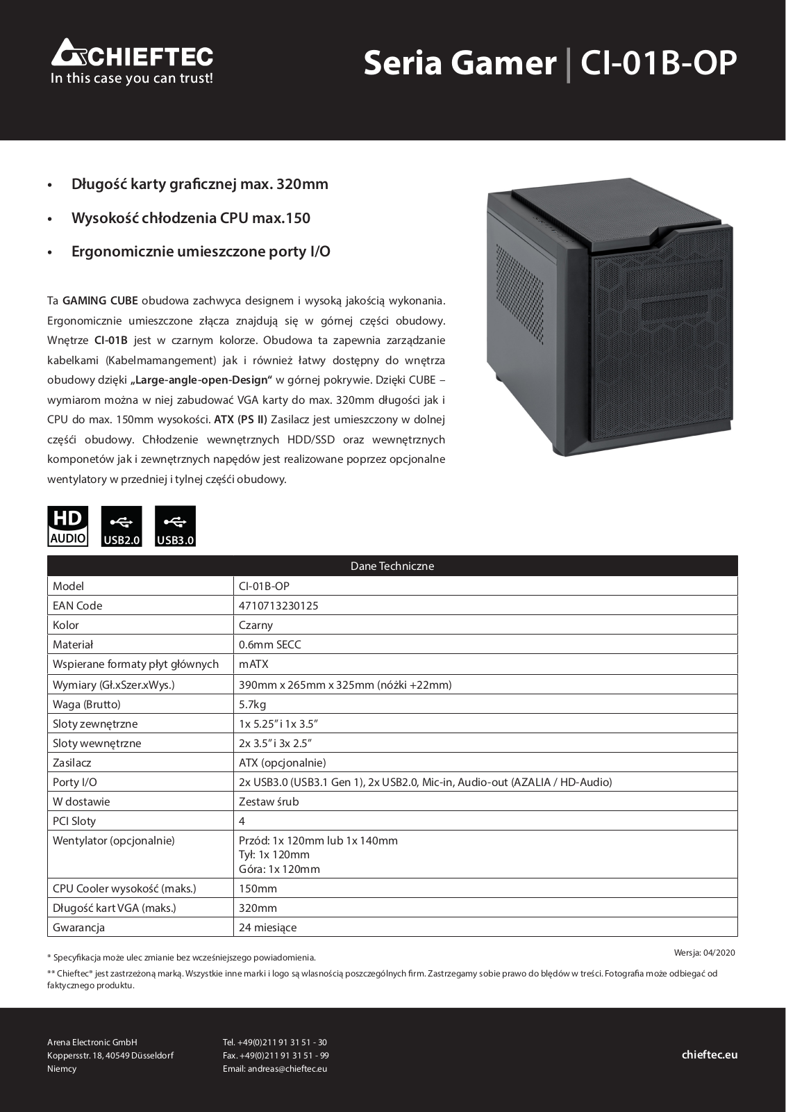 CHIEFTEC CI-01B-OP Cube Matx, CI-01B-350GPB User guide - ManualMachine.com
