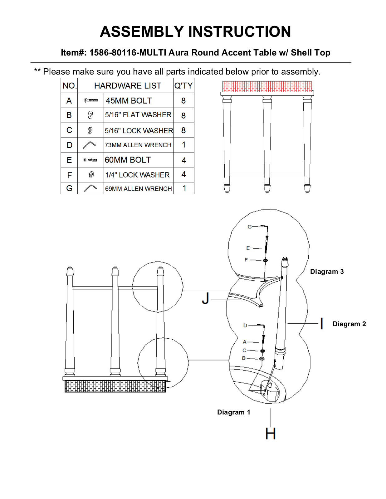 Hooker Furniture 158680116MULTI Assembly Guide