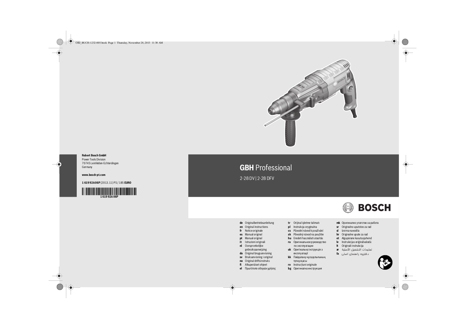 Bosch GBH 2-28 DV User Manual