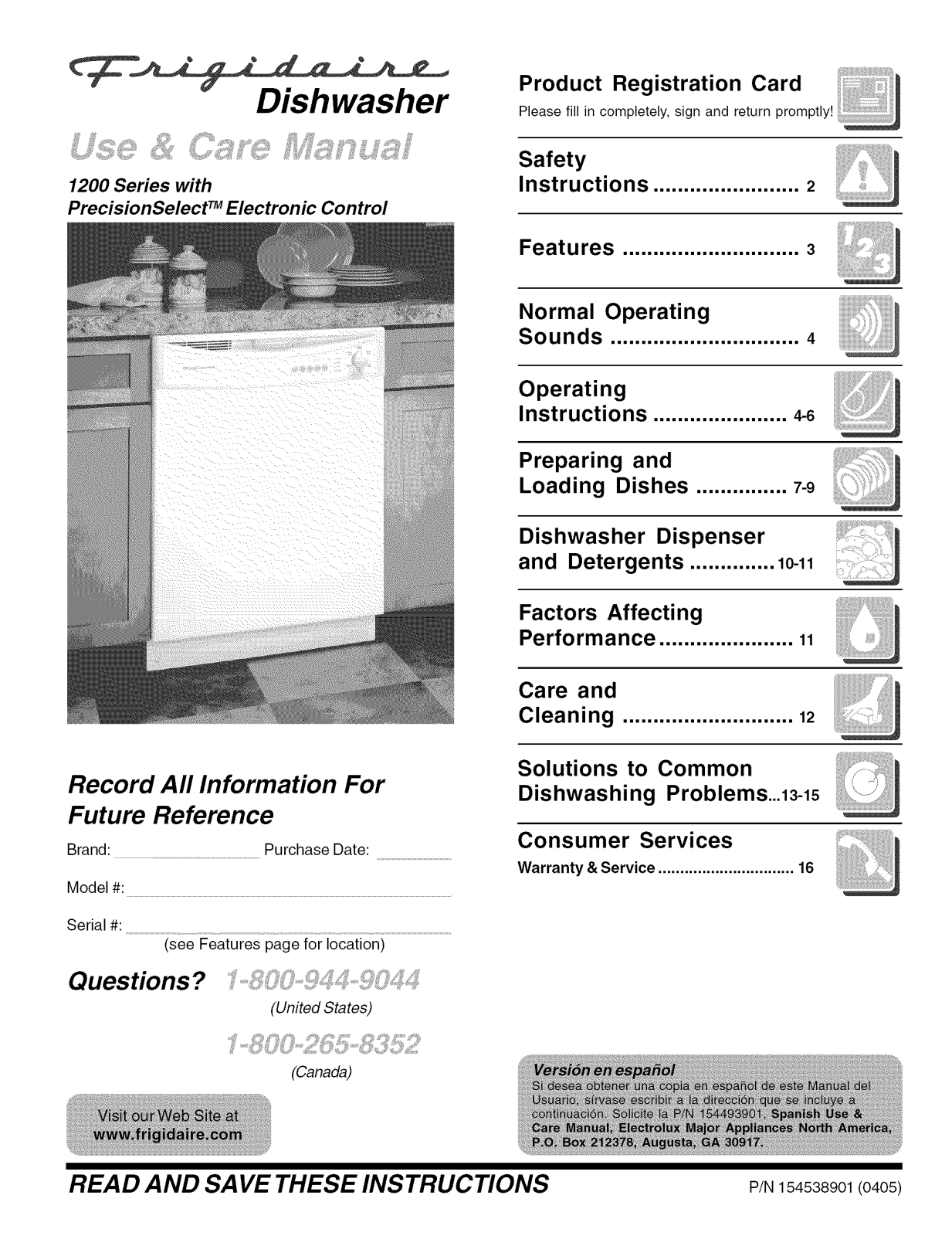 Frigidaire FDB1250RES1, FDB1250RES0, FDB1250REQ1, FDB1250REQ0, FDB1250REC1 Owner’s Manual - ManualMachine.com