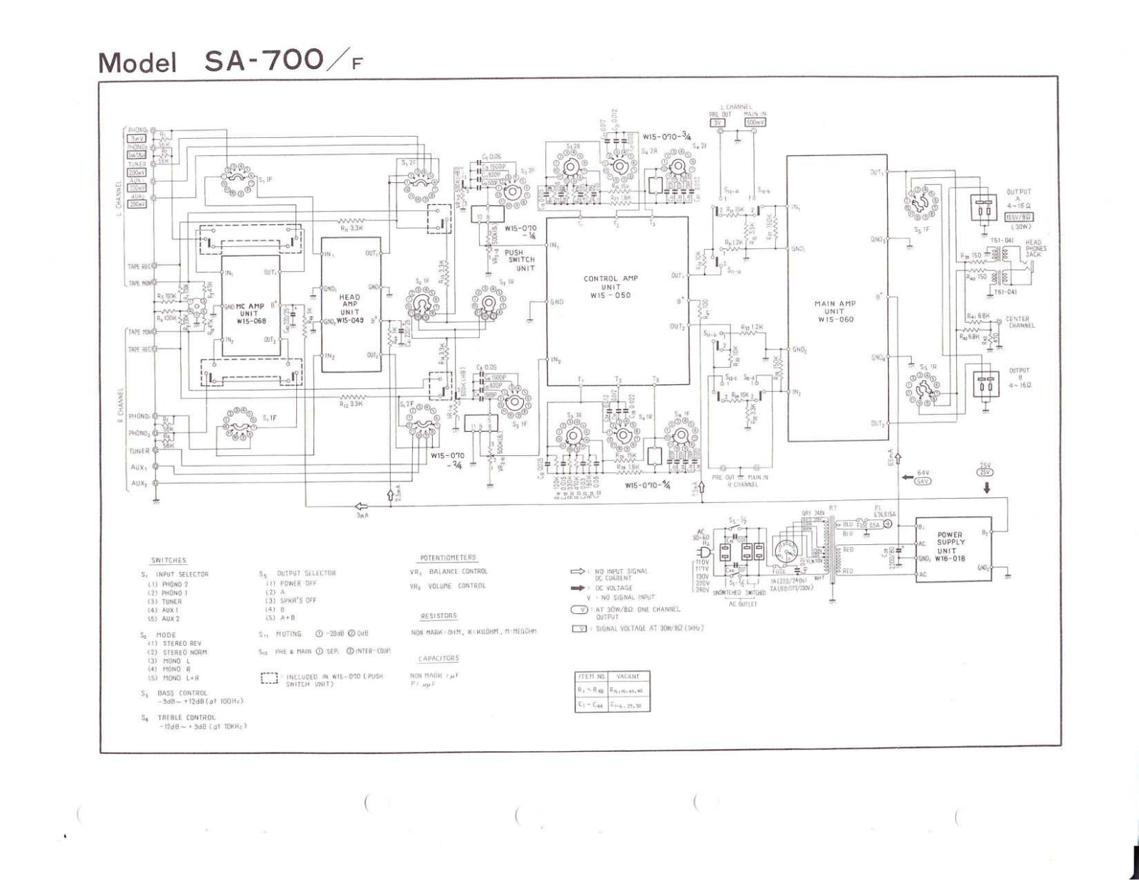 Pioneer SA-700 Schematic