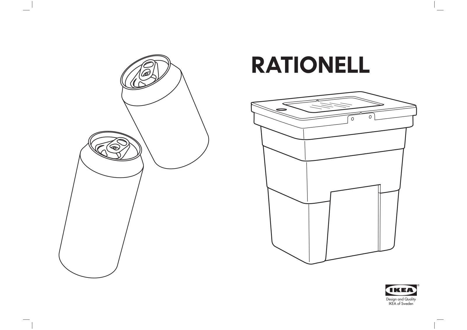 IKEA RATIONELL WASTEBIN W- LID 3 GALLON Assembly Instruction