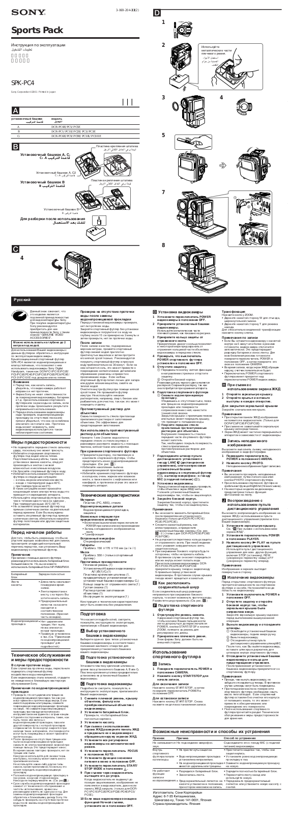 Sony SPK-PC4 User Manual