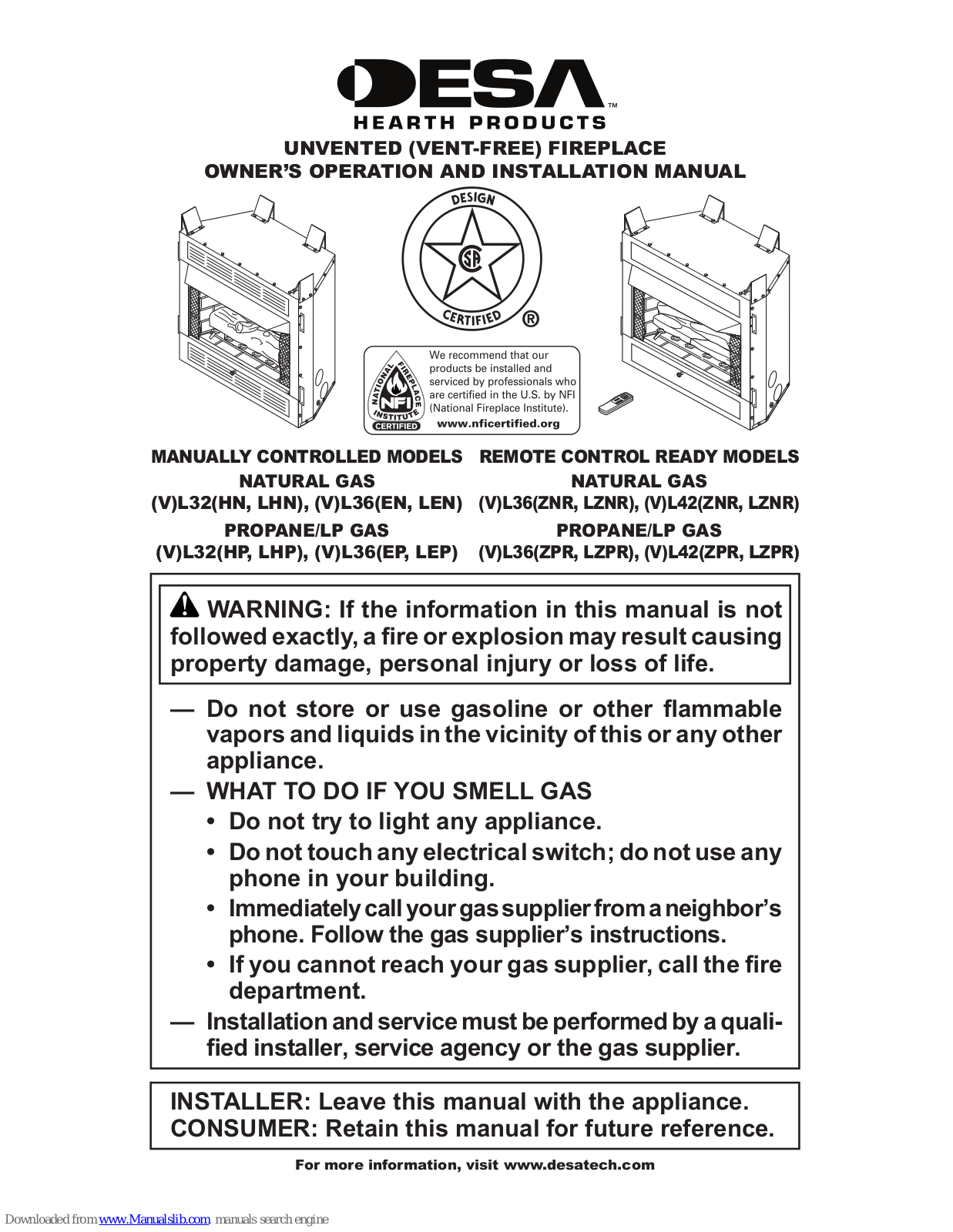 Desa VL32HP, VL32LHP, L36EN, L36LEN, L32HP Owner's Manual