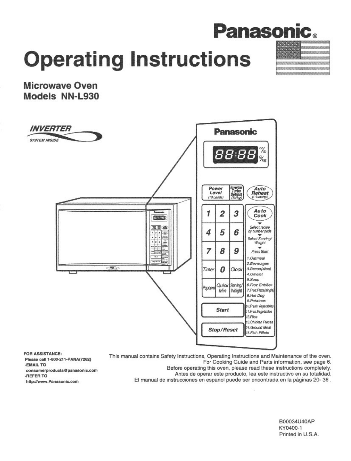 Panasonic NN-L930 User Manual