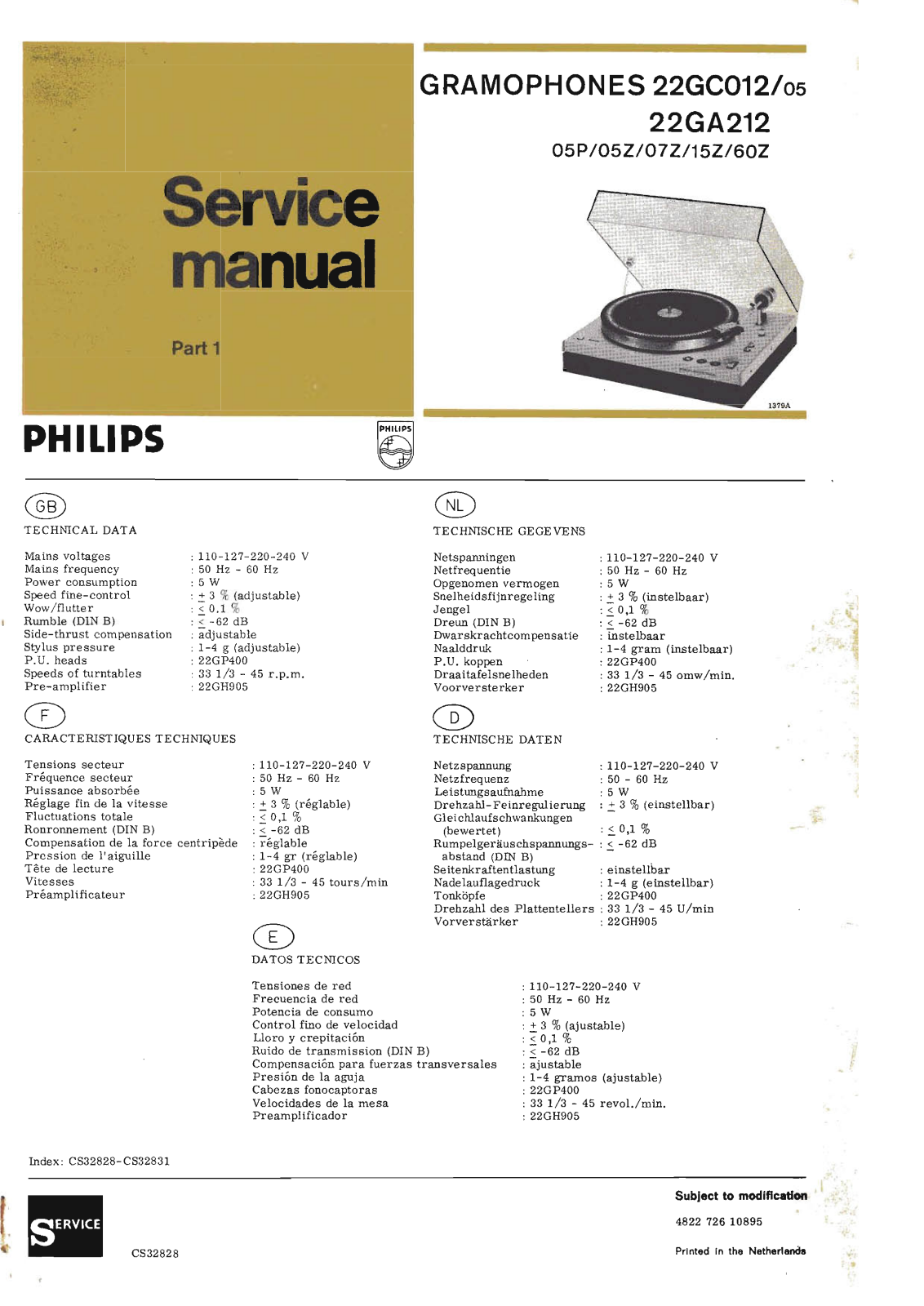 Philips 22-GC-012 Service Manual