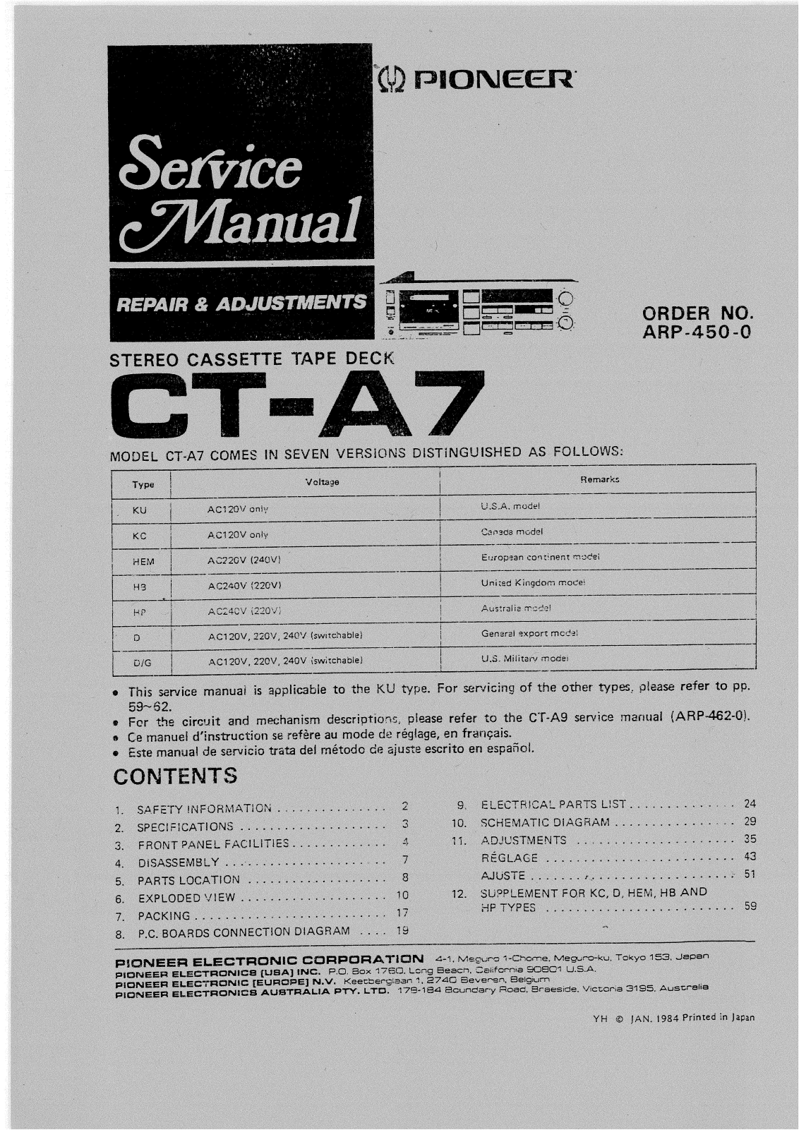 Pioneer CTA-7 Service manual