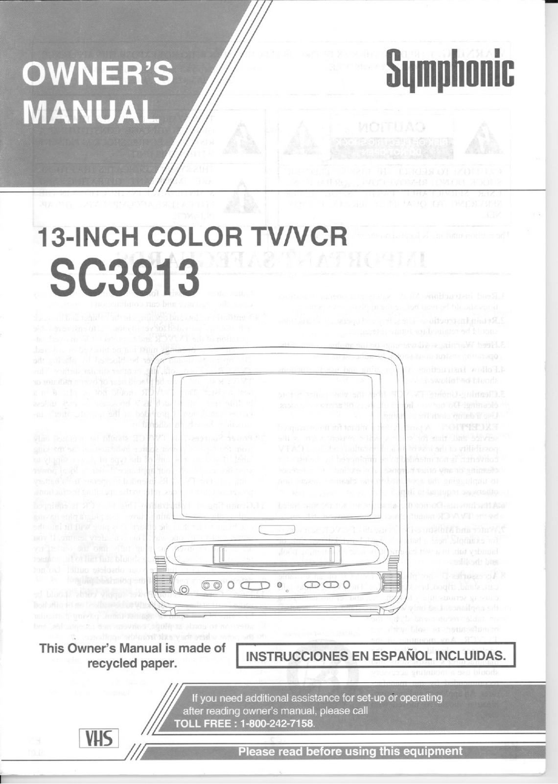 FUNAI SC3813, SC3813, WSC3813 User Manual