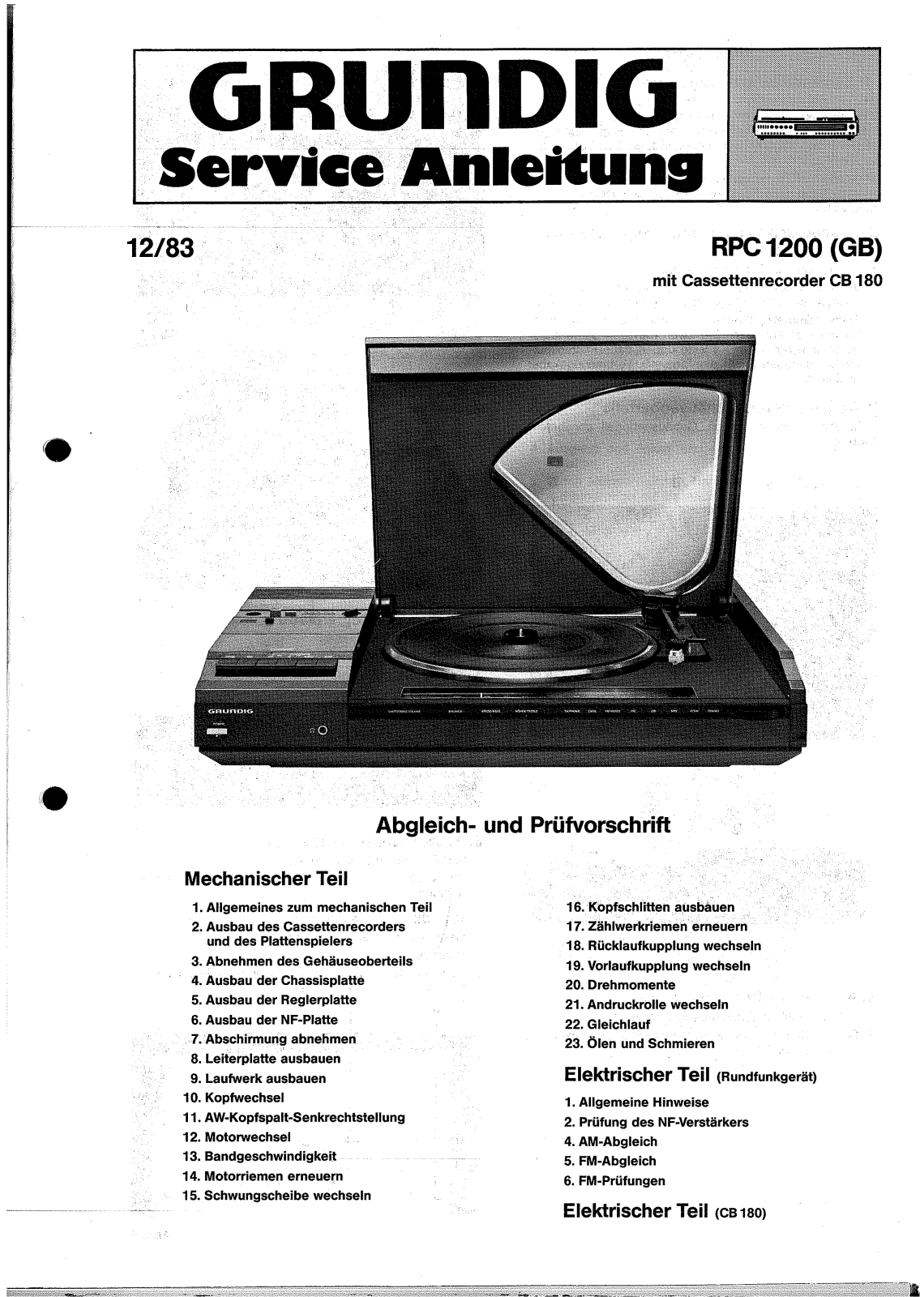 Grundig RPC-1200 Service Manual