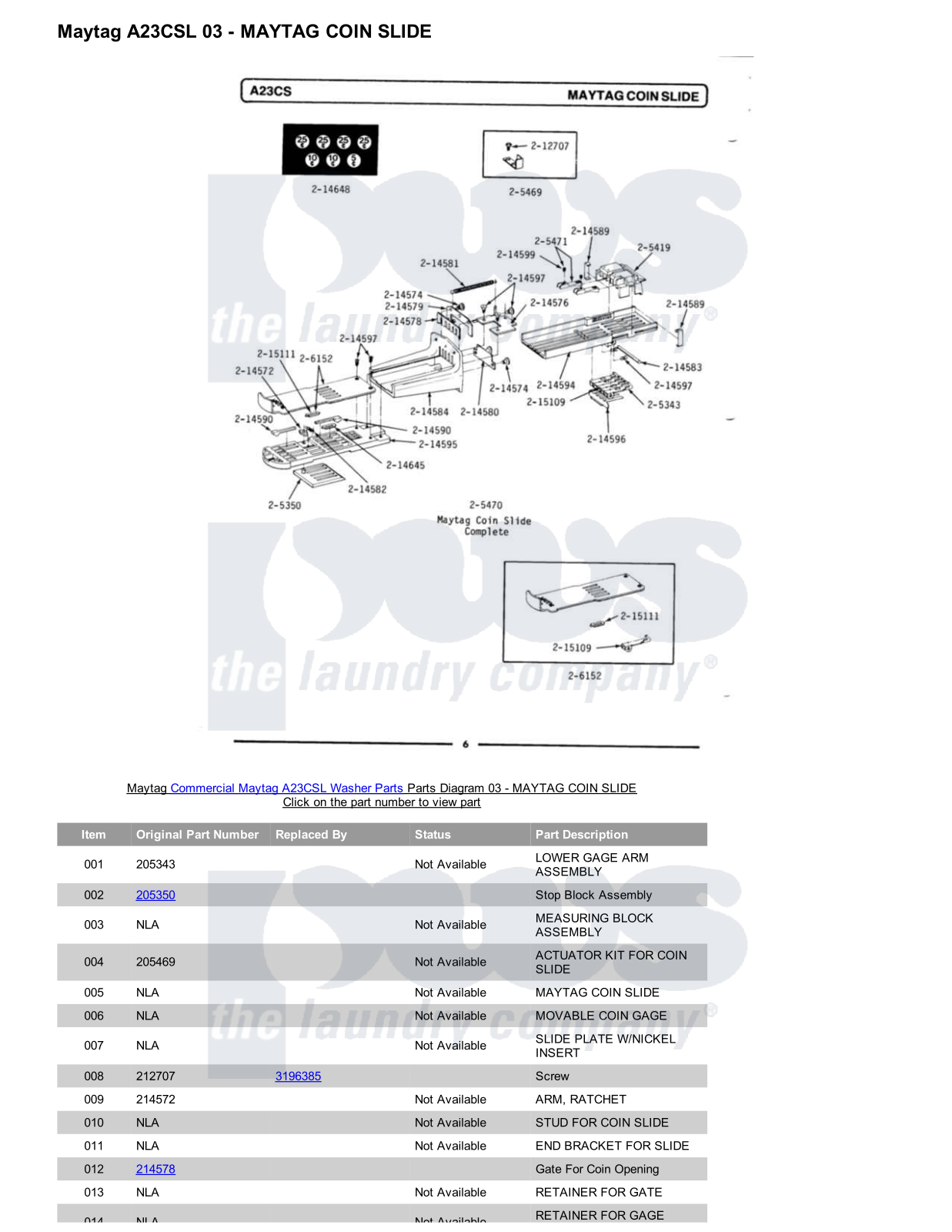 Maytag A23CSL Parts Diagram