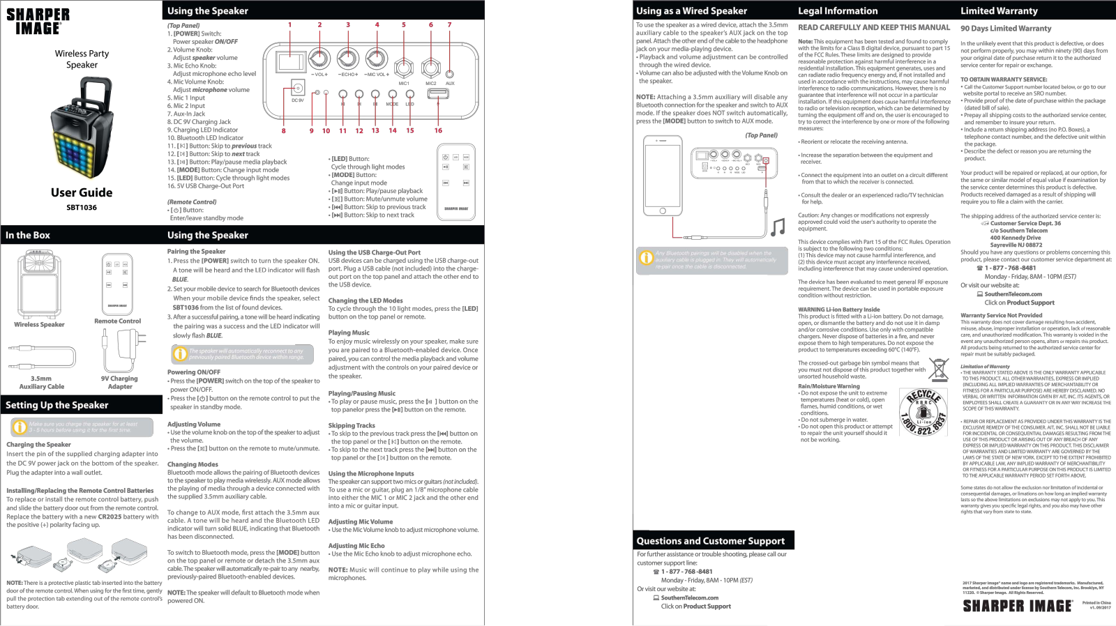 Sharper image SBT1036 User Manual