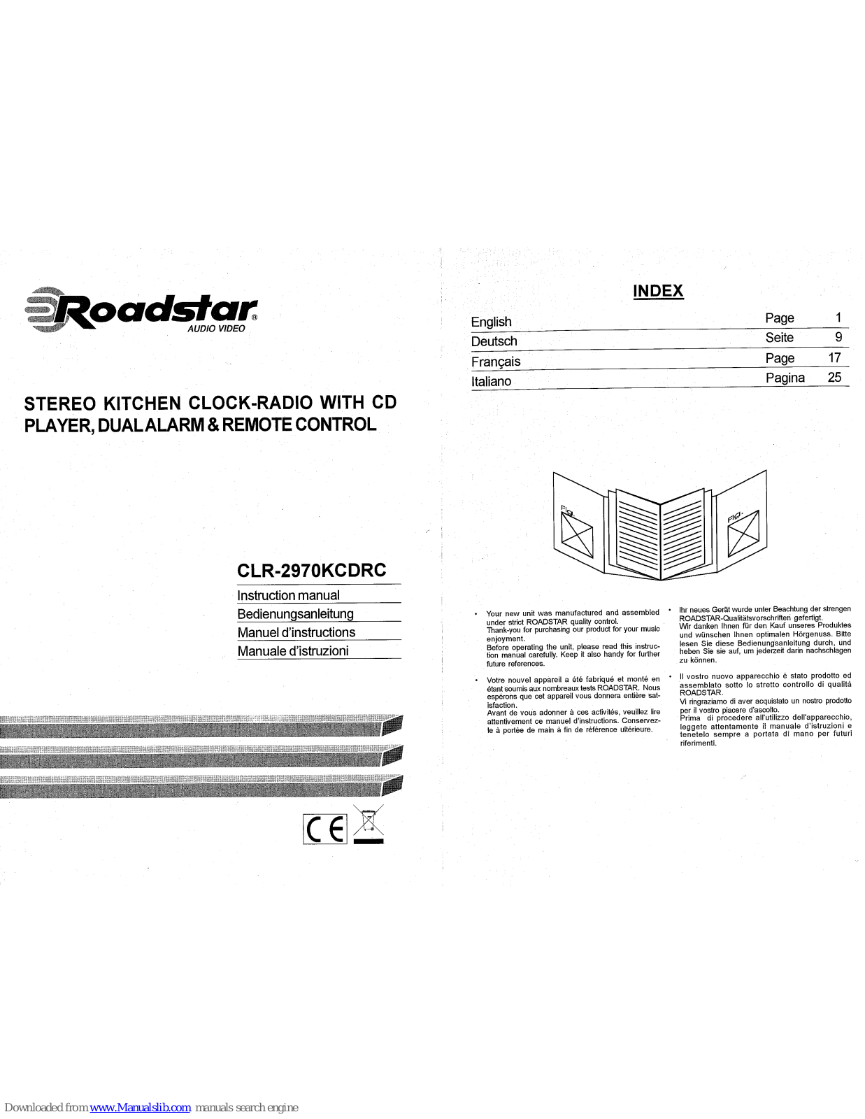 Roadstar CLR-2970KCDRC Instruction Manual