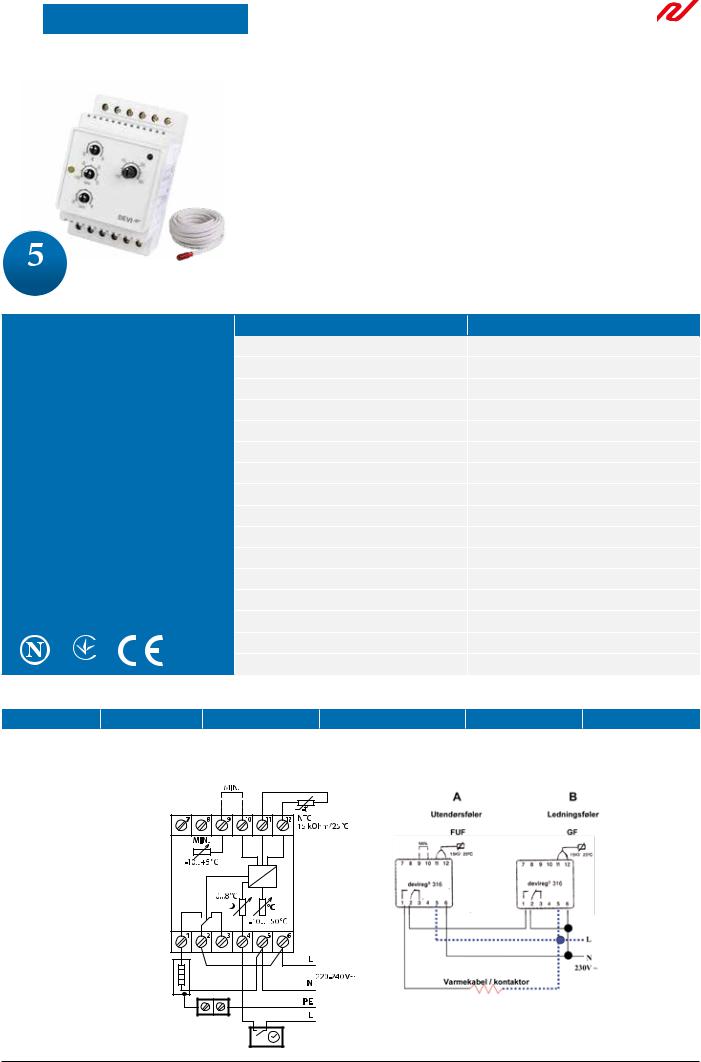 Danfoss DEVIreg 316 Data sheet