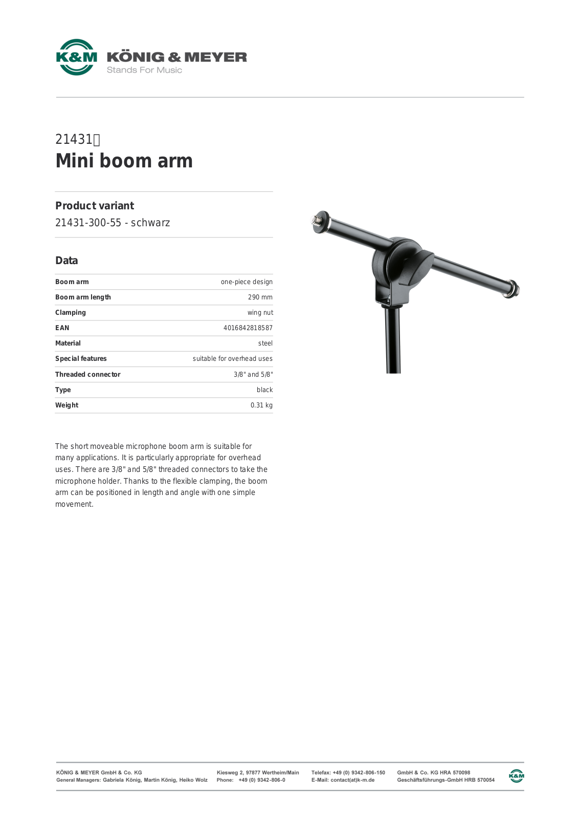 K&M 21431 Data Sheet