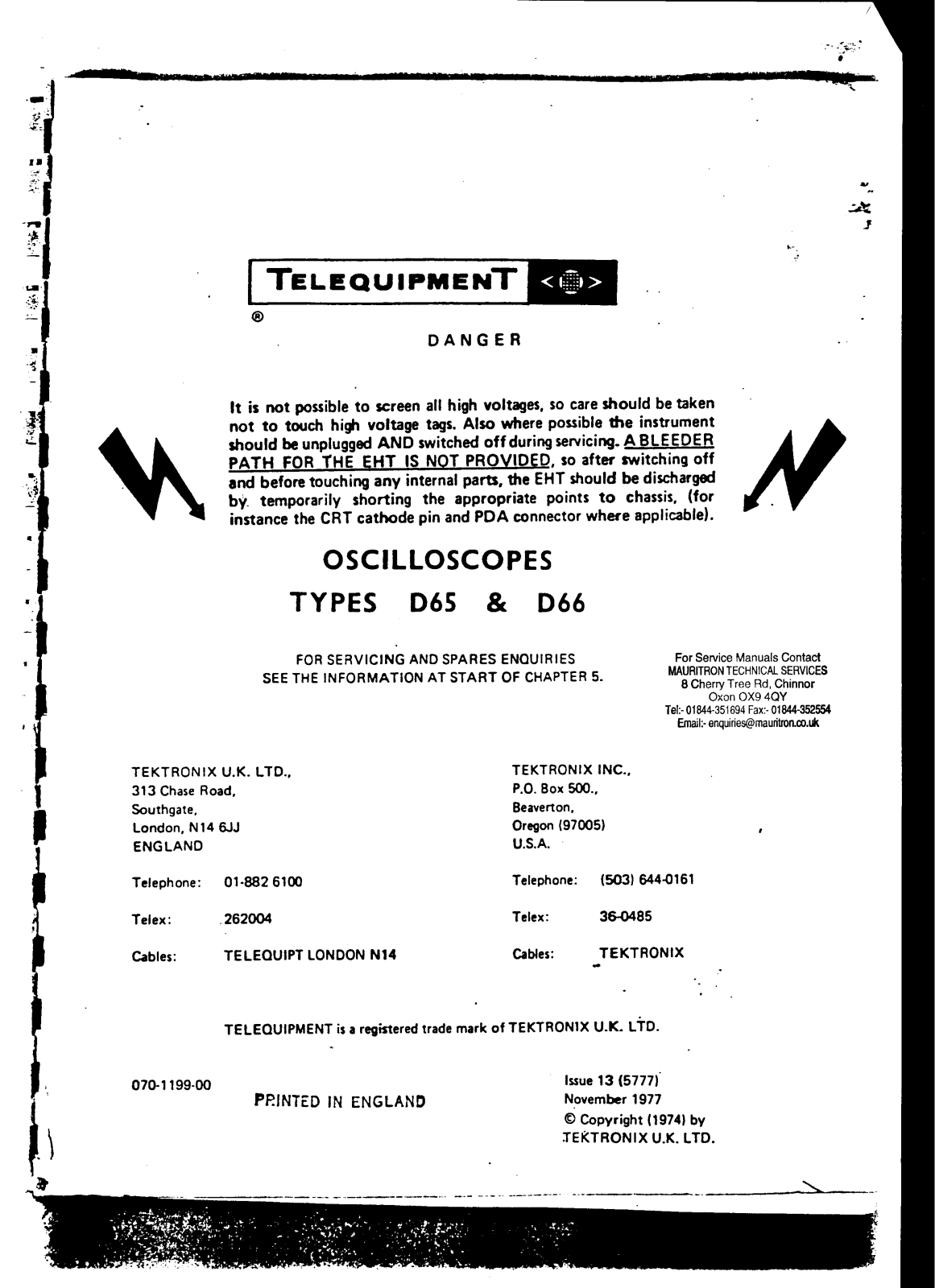 Telequipment D65 Service manual