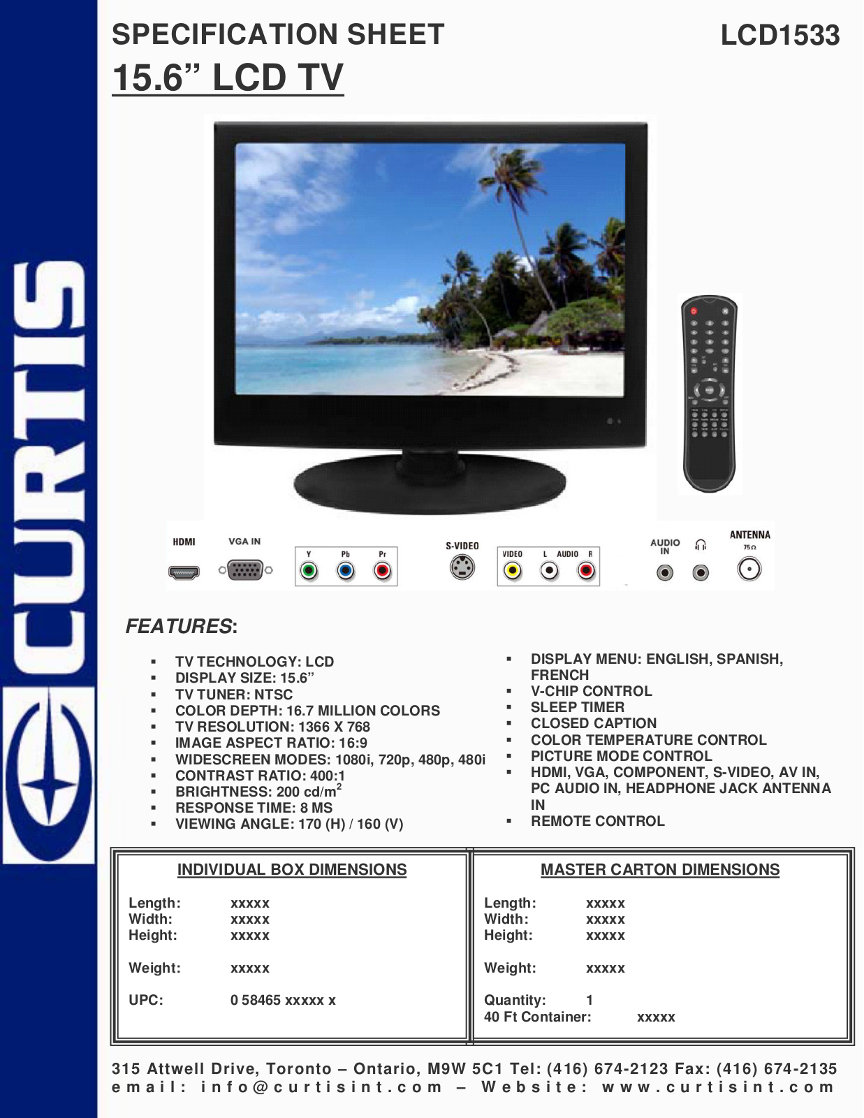 Curtis LCD1533 User Manual