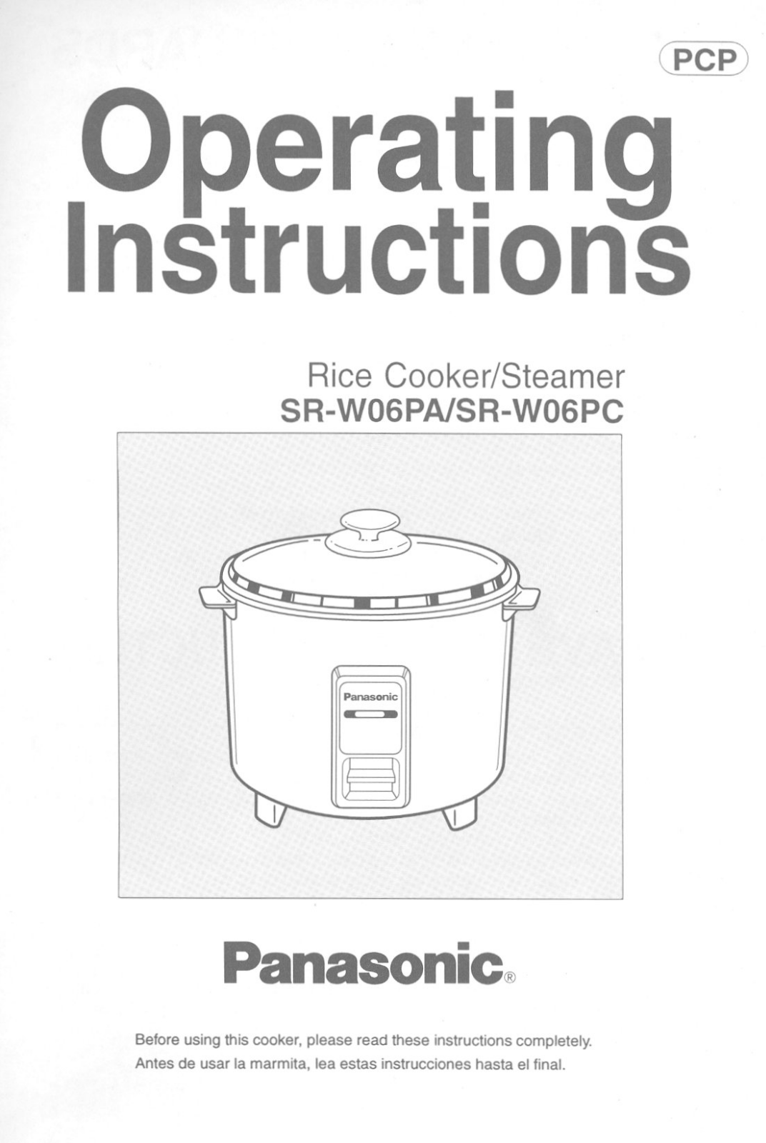 Panasonic Sr-w06pa, Sr-w06pc Owner's Manual