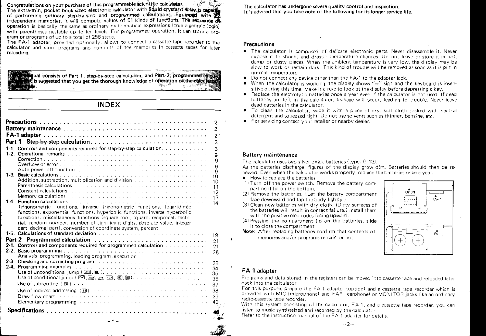 Casio FX502P User Manual