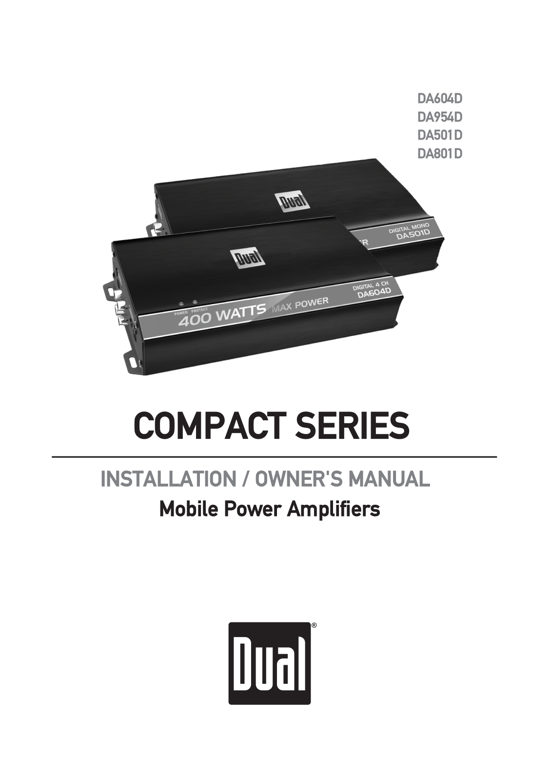 Dual DA-801D, DA-501D, DA-954D, DA-604D Owners Manual