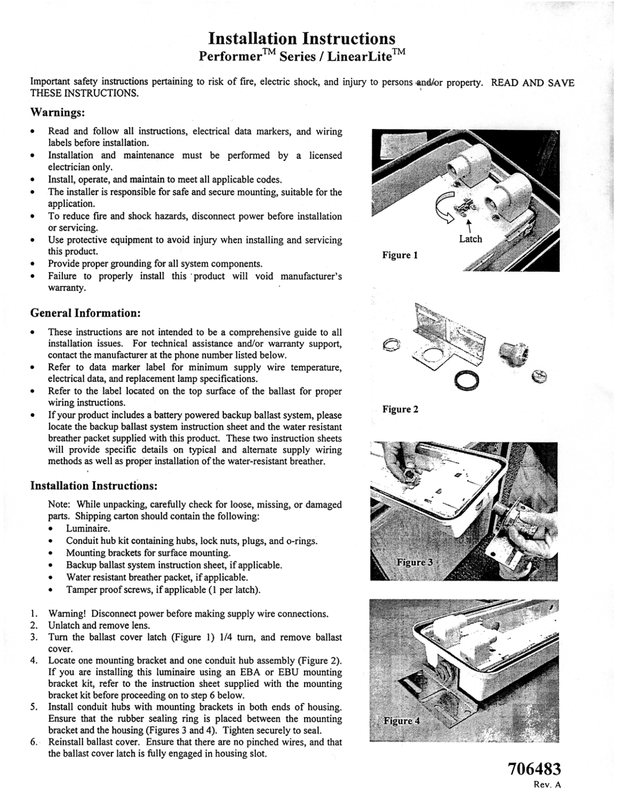 Hubbell Lighting PERFORMER LINEARLITE User Manual