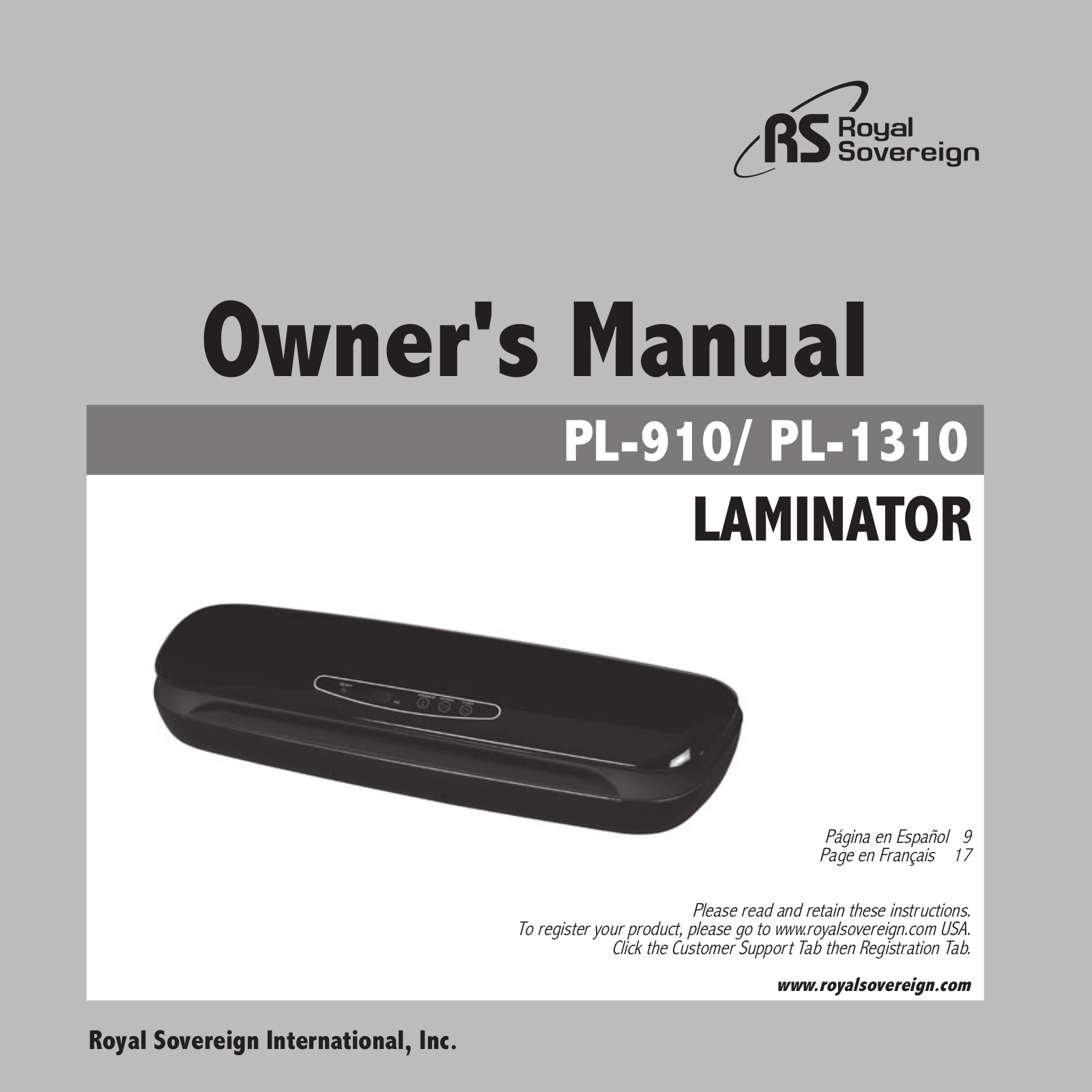 Royal Sovereign PL-1310, PL-910 User Manual