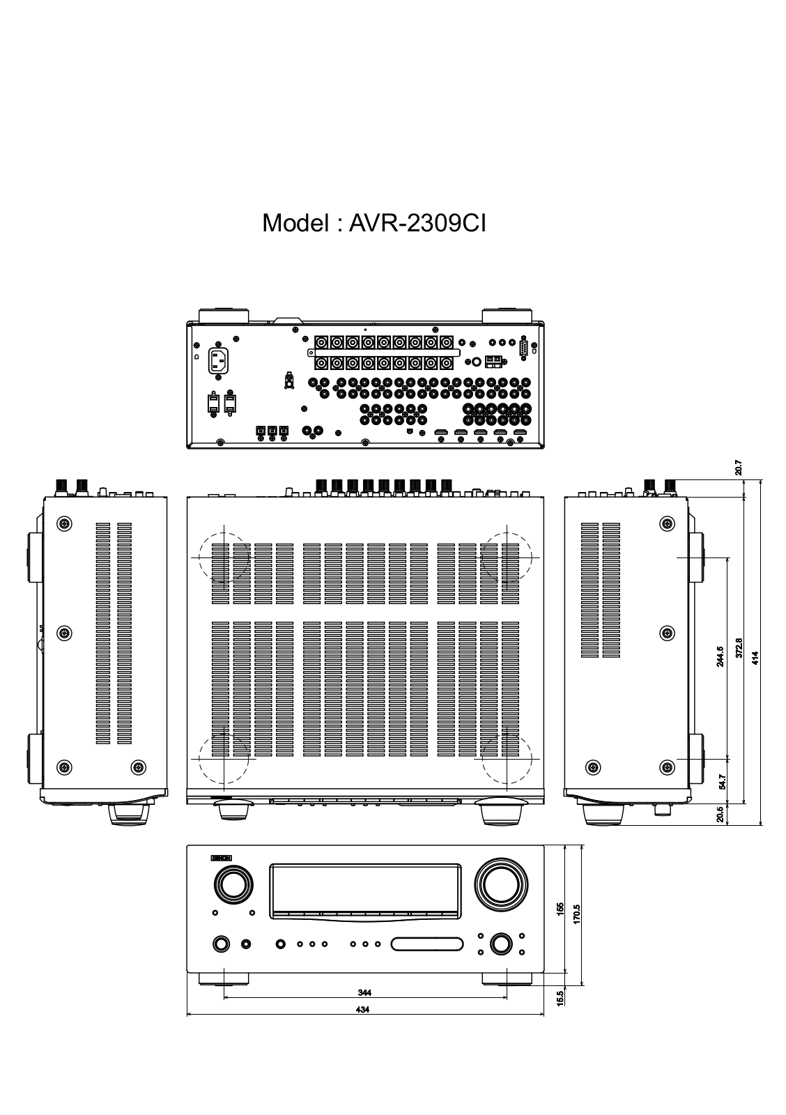 Denon AVR 2309CI - AV Receiver, AVR-2309CI Dimensions