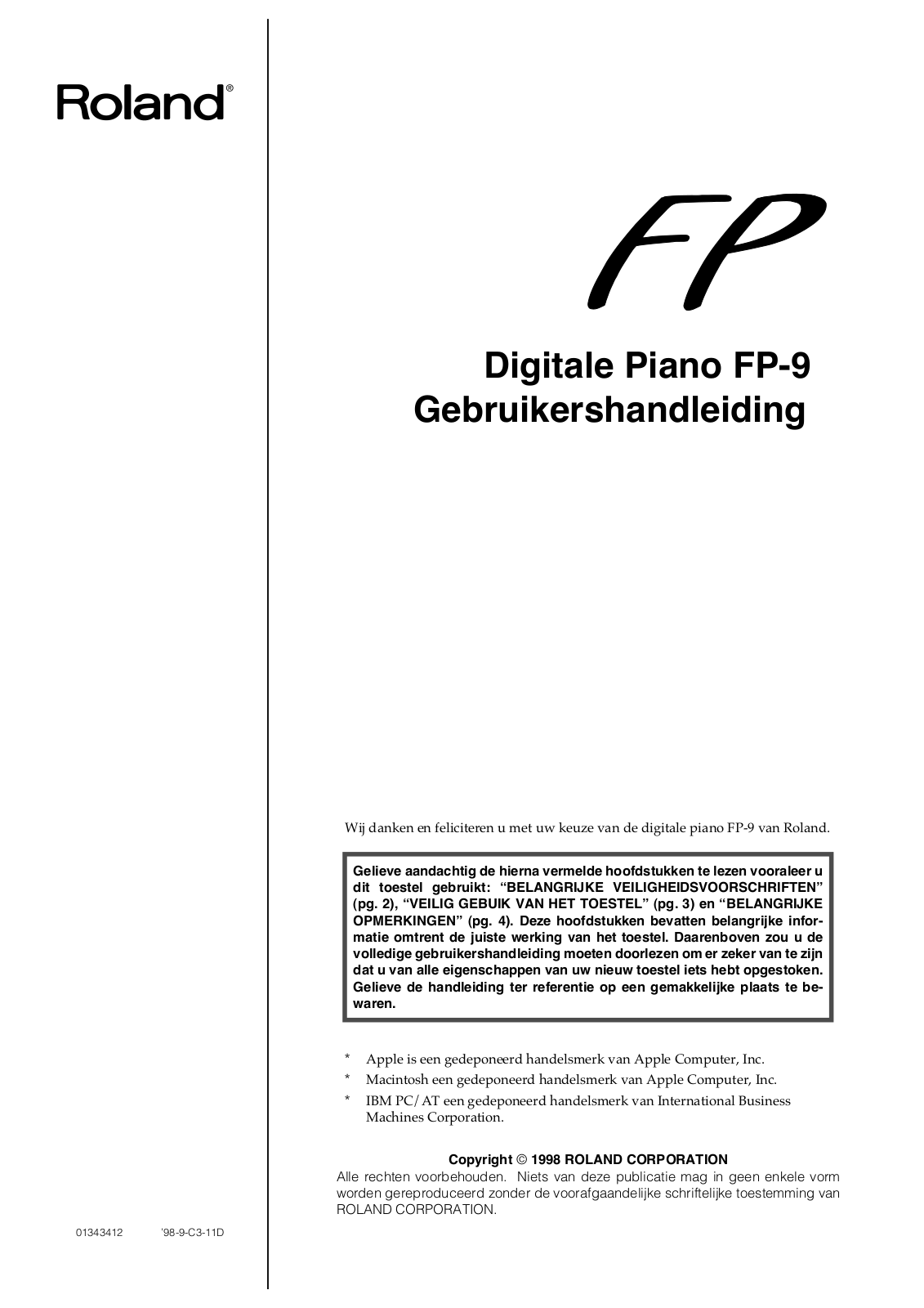 Roland FP-9 MIDI IMPLEMENTATION