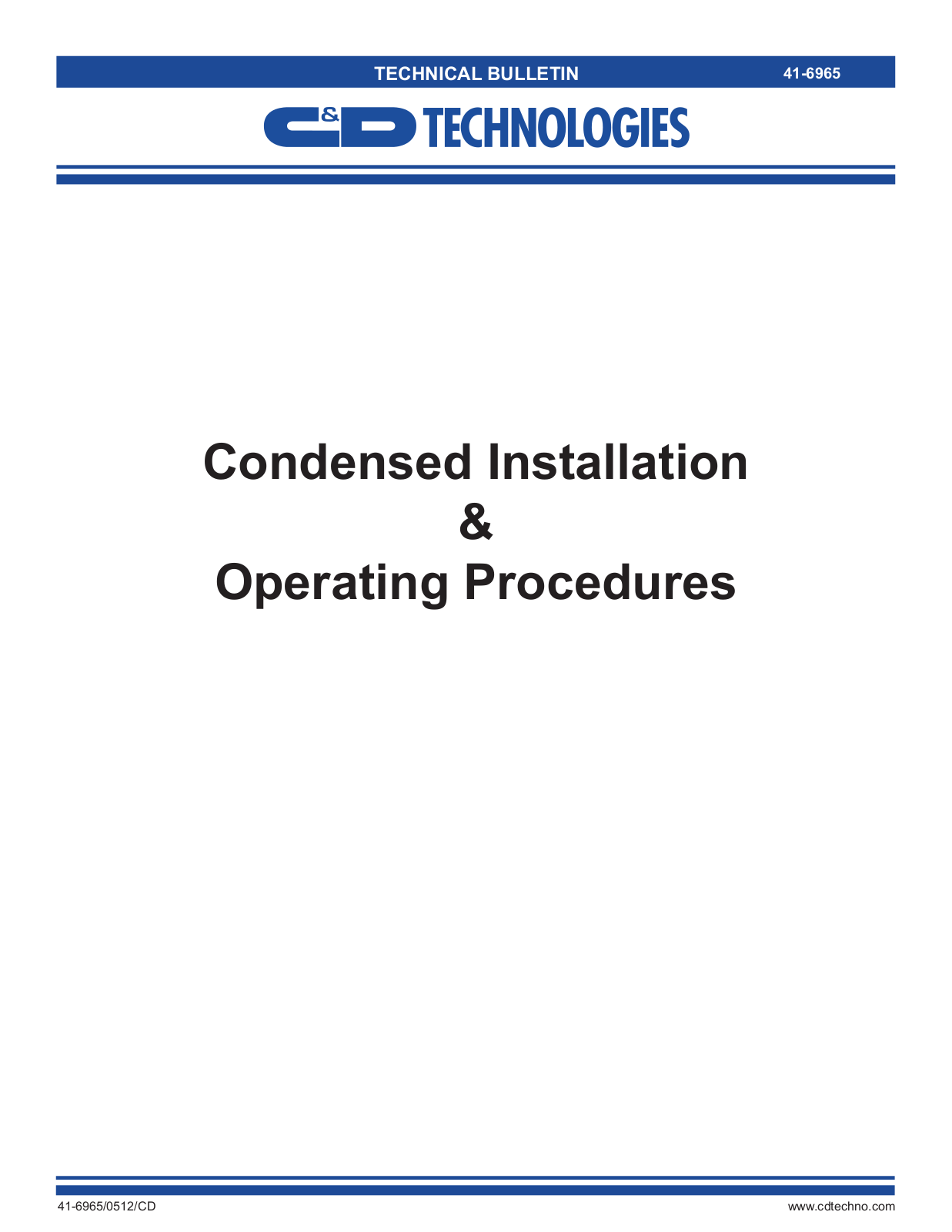 C&D Technologies 41-6965 User Manual