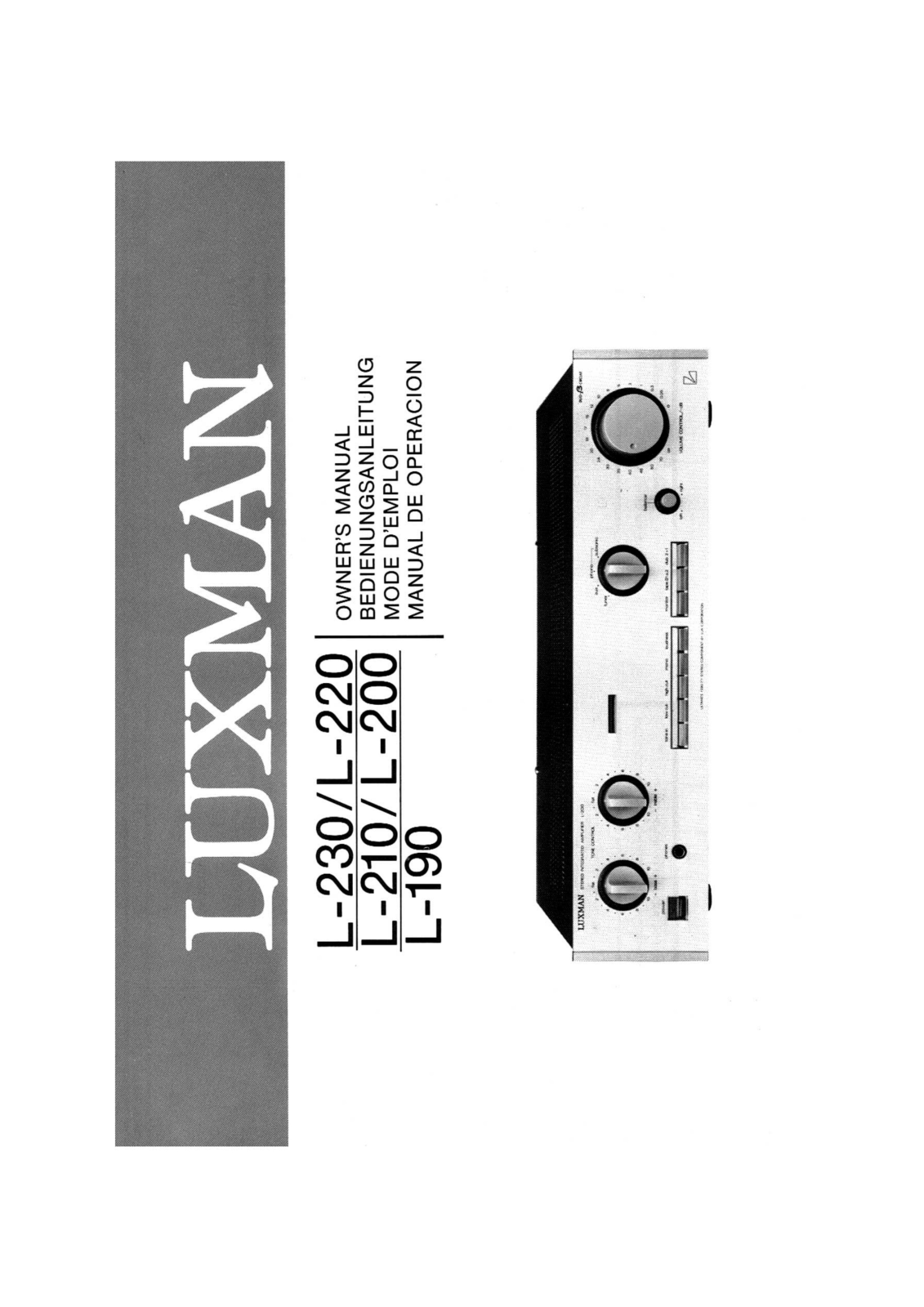 Luxman L-190 Owners Manual