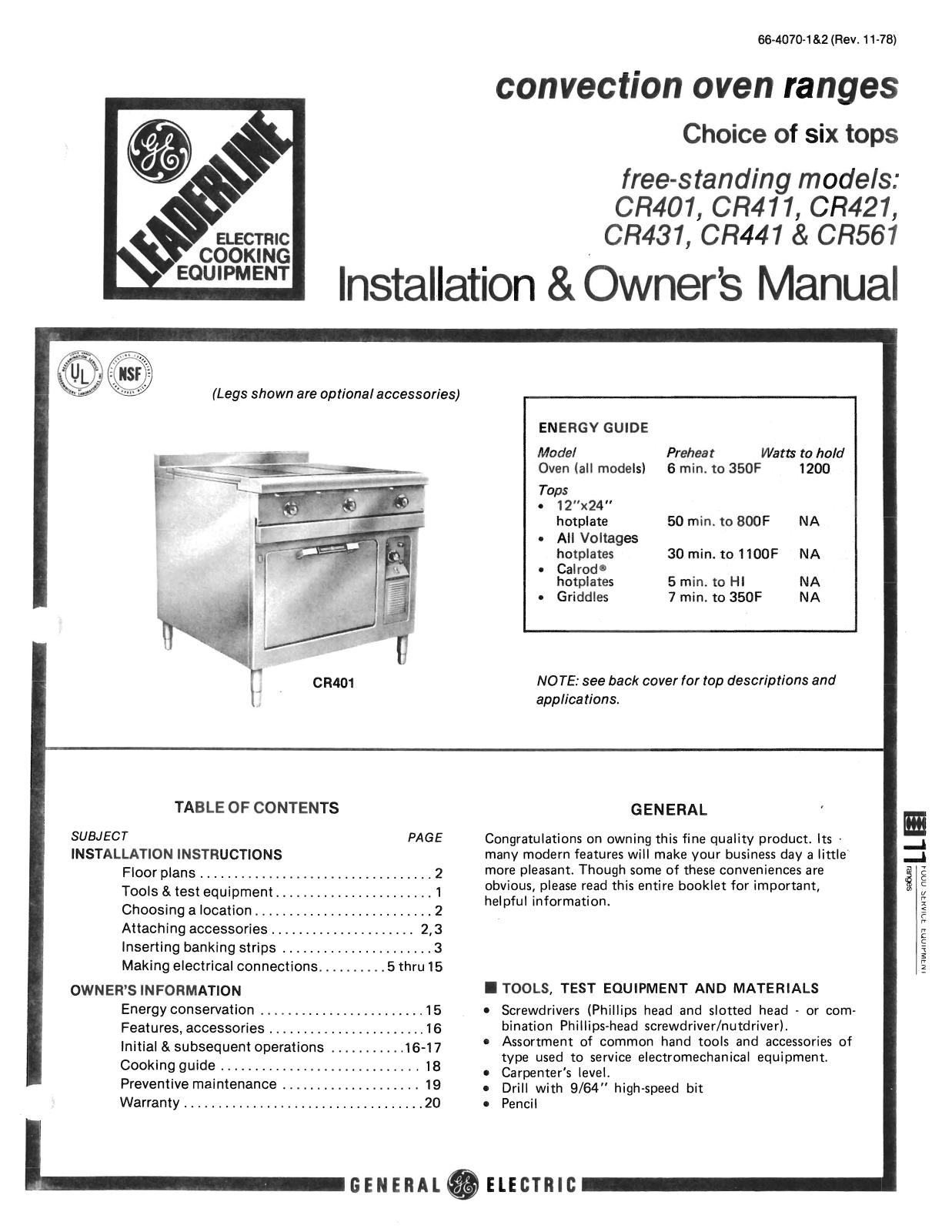 GE cr401 User Manual