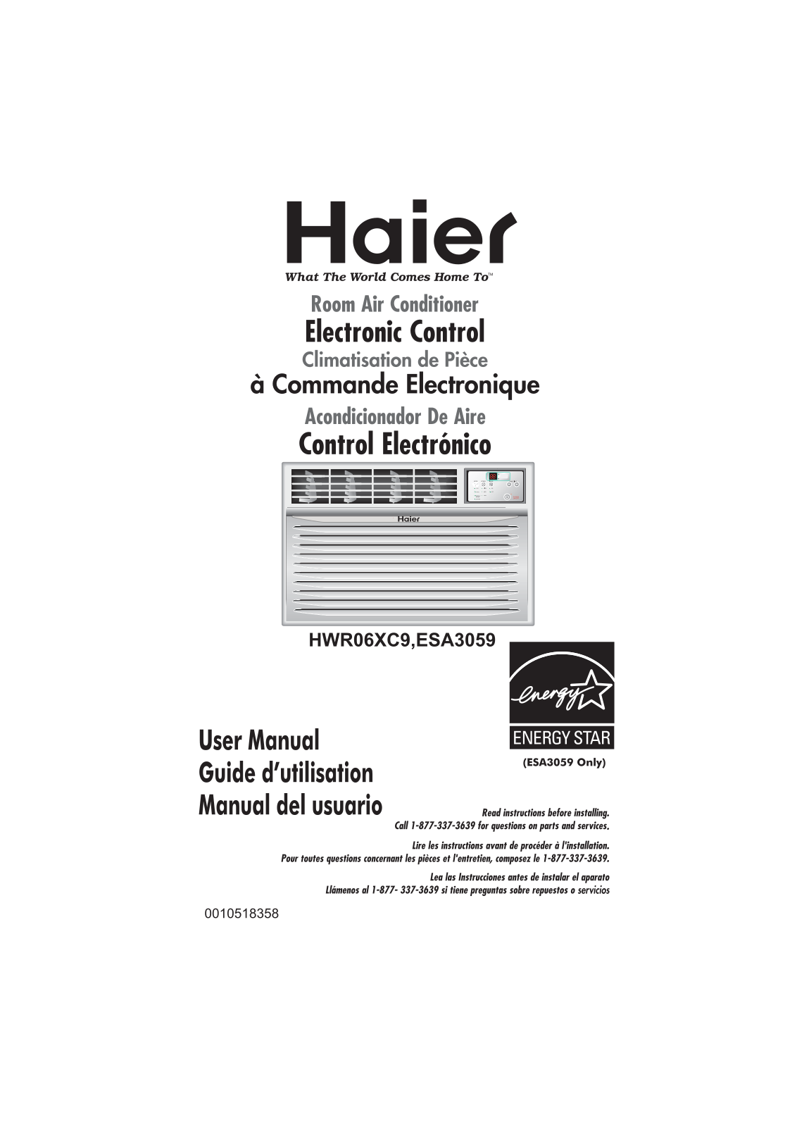 Haier HWR06XC9, ESA3059 User Manual