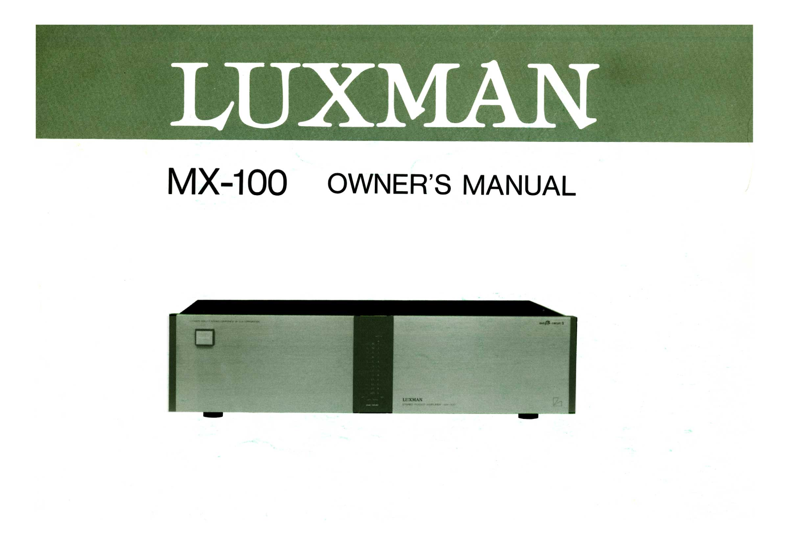 Luxman MX-100 Owners Manual