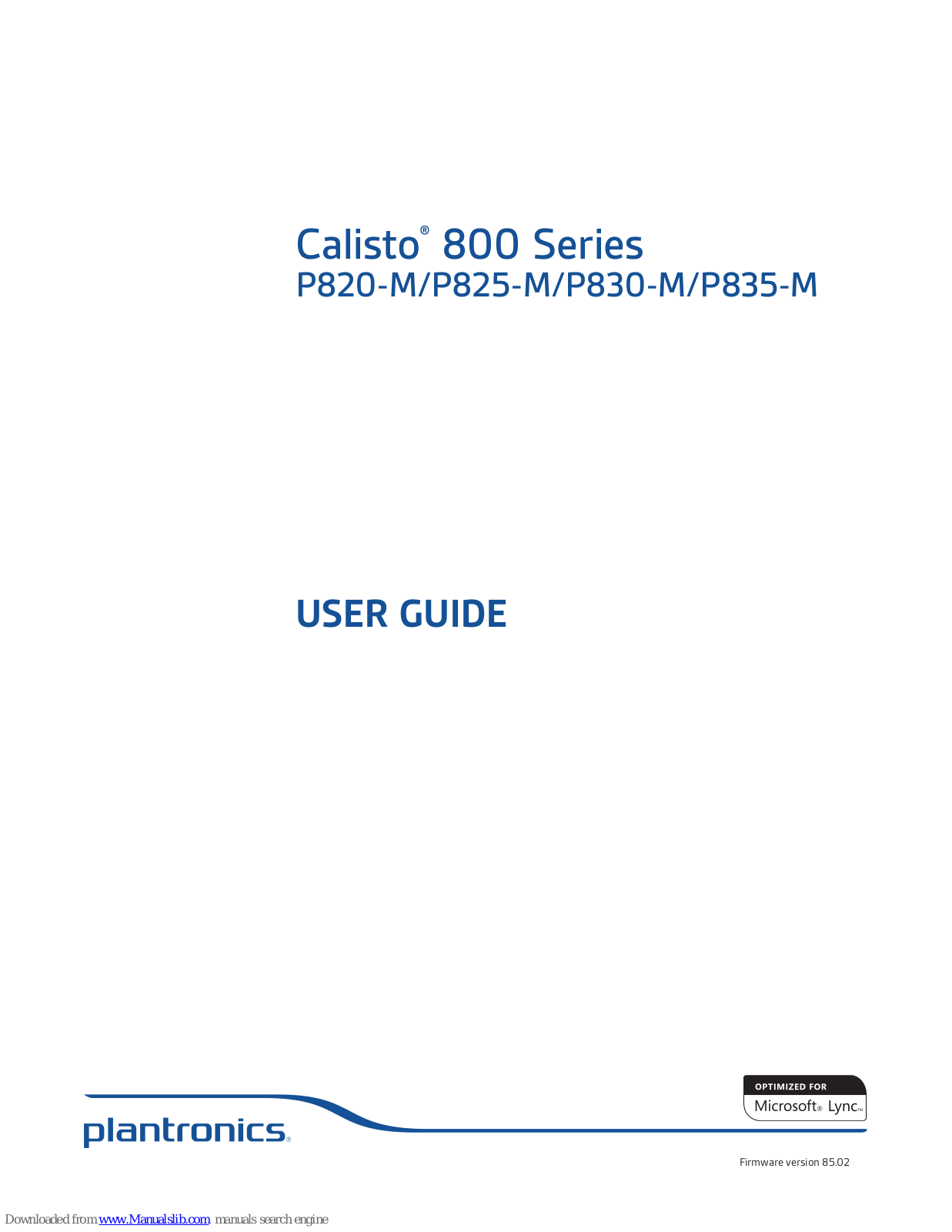 Plantronics CALISTO P830-M, Calisto 800, Calisto P820-M, Calisto P825-M, Calisto P835-M User Manual