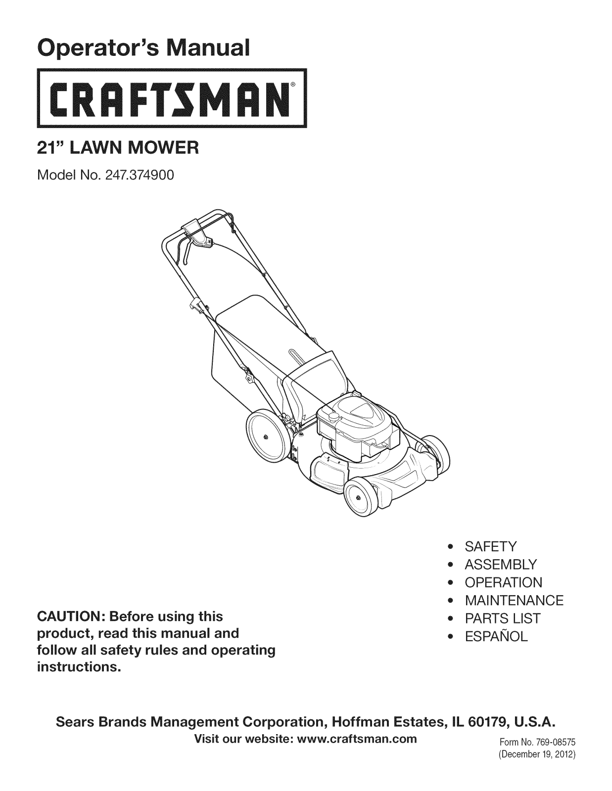 Craftsman 247.374900 User Manual